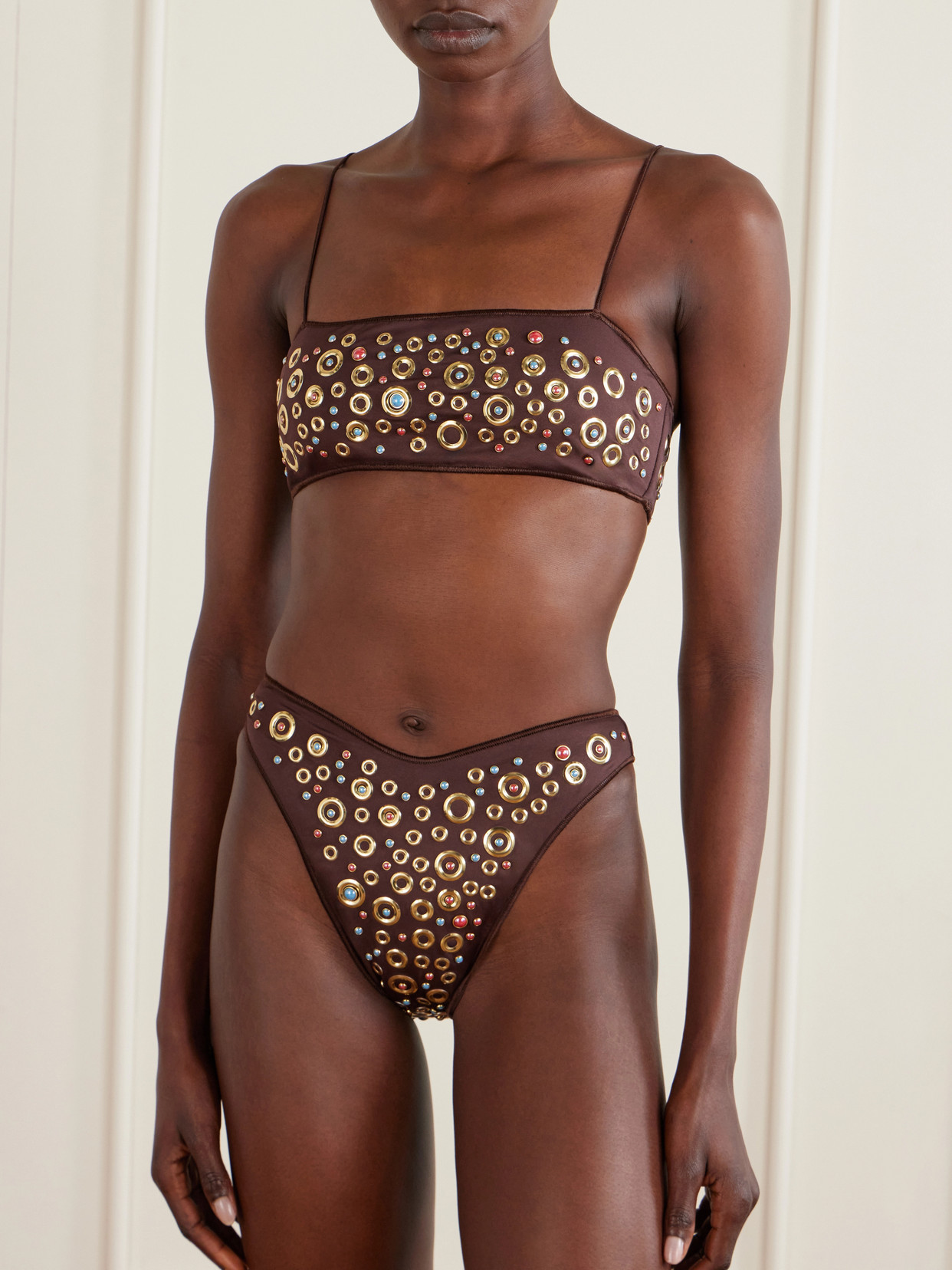 Oseree Studded Bikini In Brown