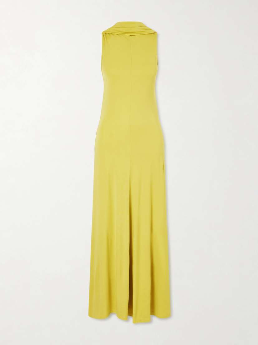 ESSE Studios Solina Cowl Open-back Cape-effect Satin-jersey Maxi Dress
