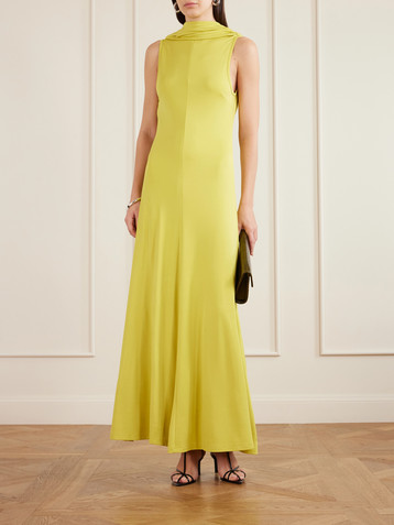 Esse Studios Solina Cowl open-back cape-effect satin-jersey maxi dress