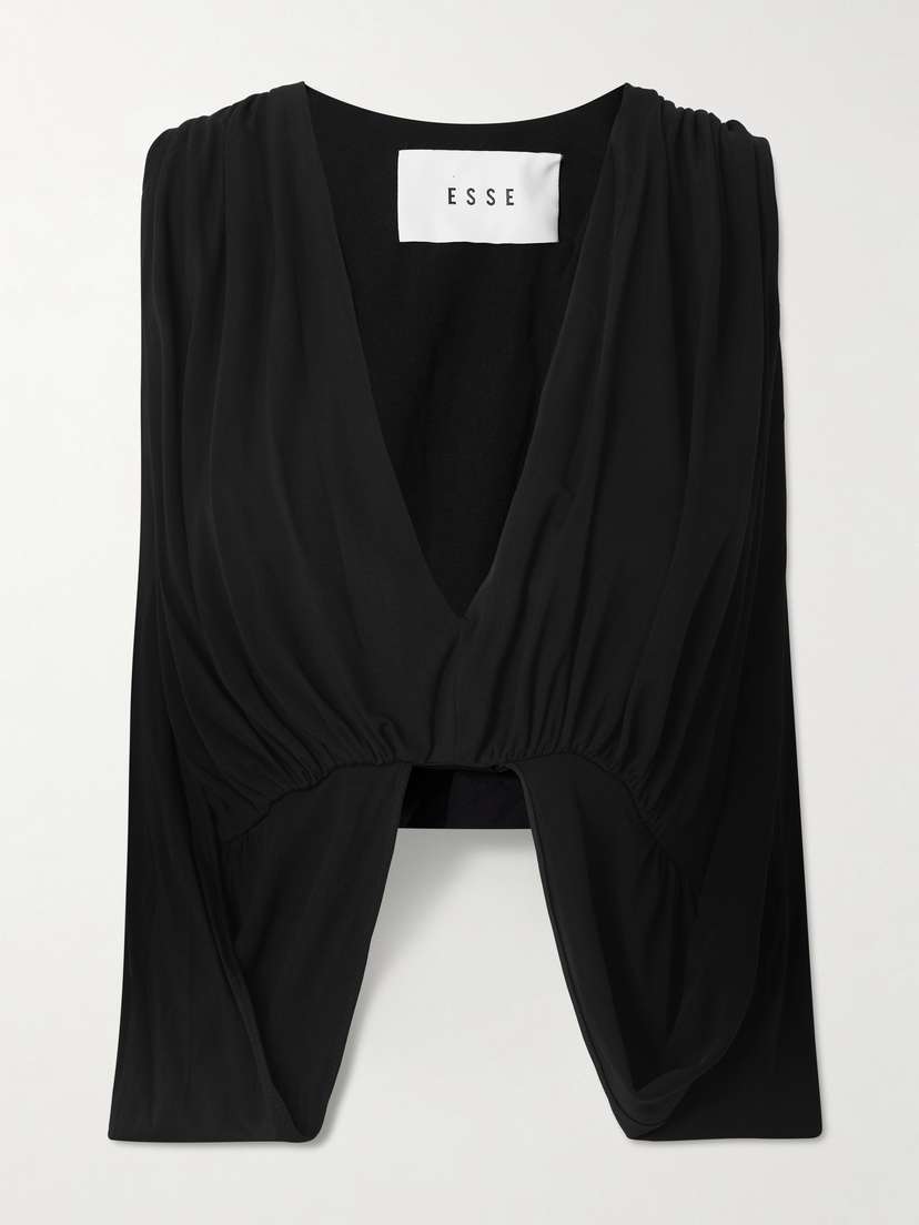 ESSE Studios Solina Cape-effect Draped Satin-jersey Top