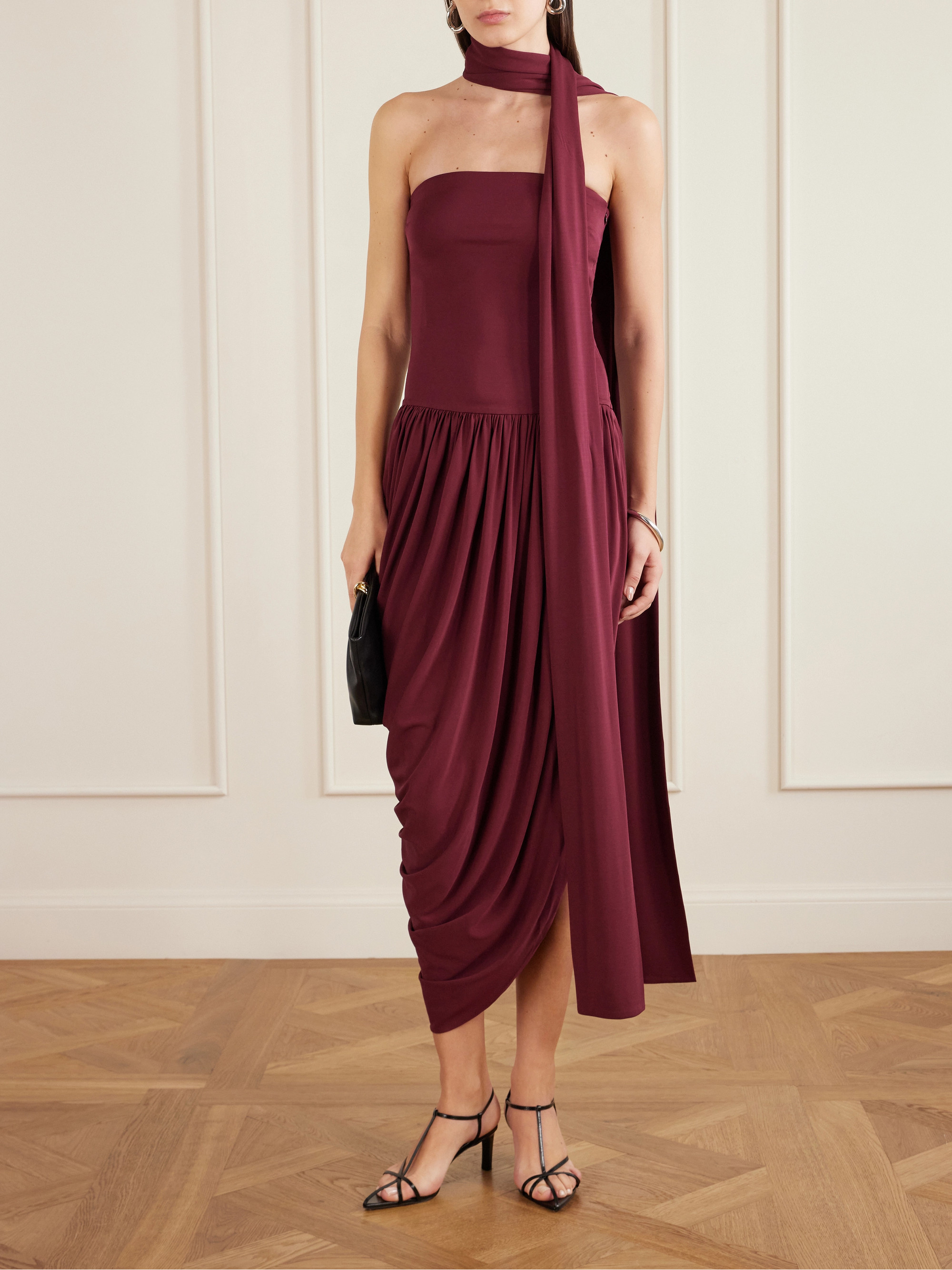 Emilia Wickstead - Keeley strapless cotton and linen-blend tweed midi dress  | Plush