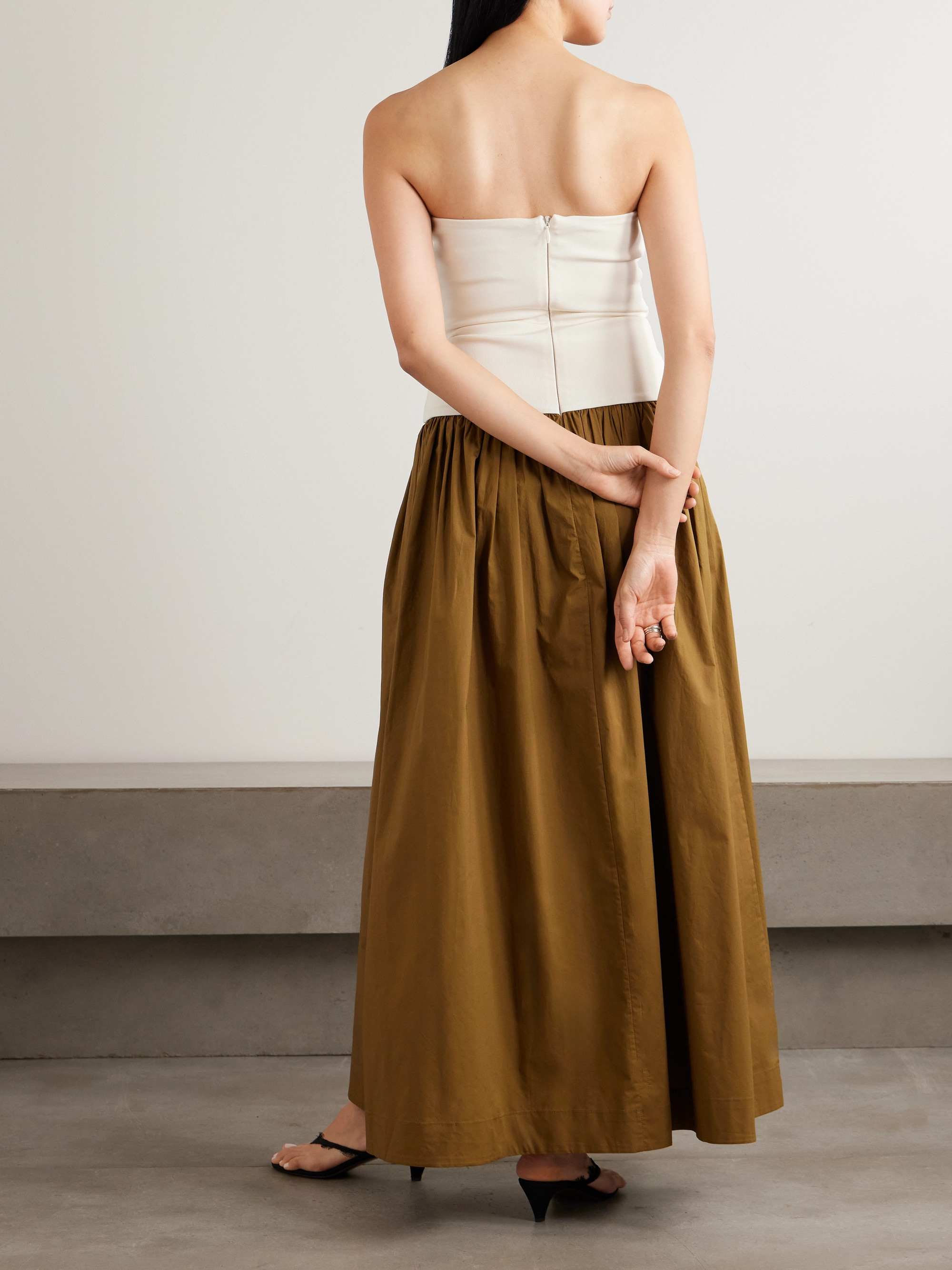 Esse Studios Duo strapless stretch-knit and cotton-poplin maxi dress thumbnail