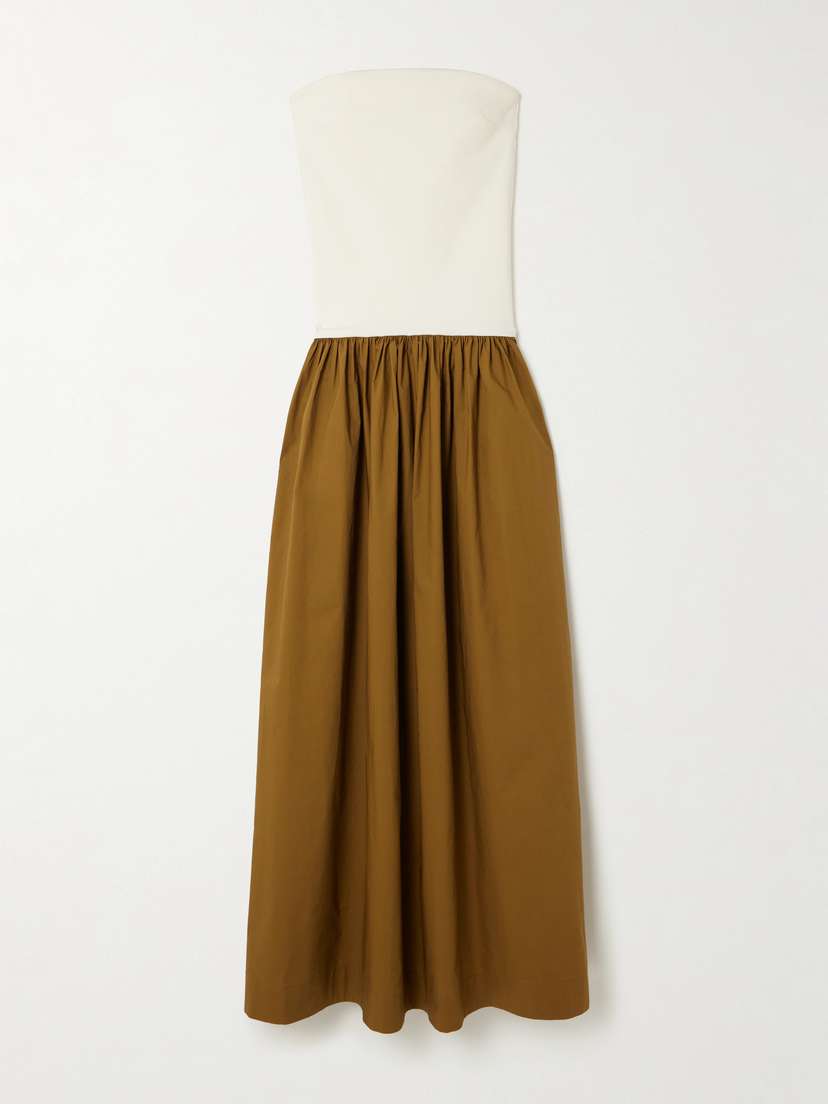 ESSE Studios Duo Strapless Stretch-knit And Cotton-poplin Maxi Dress