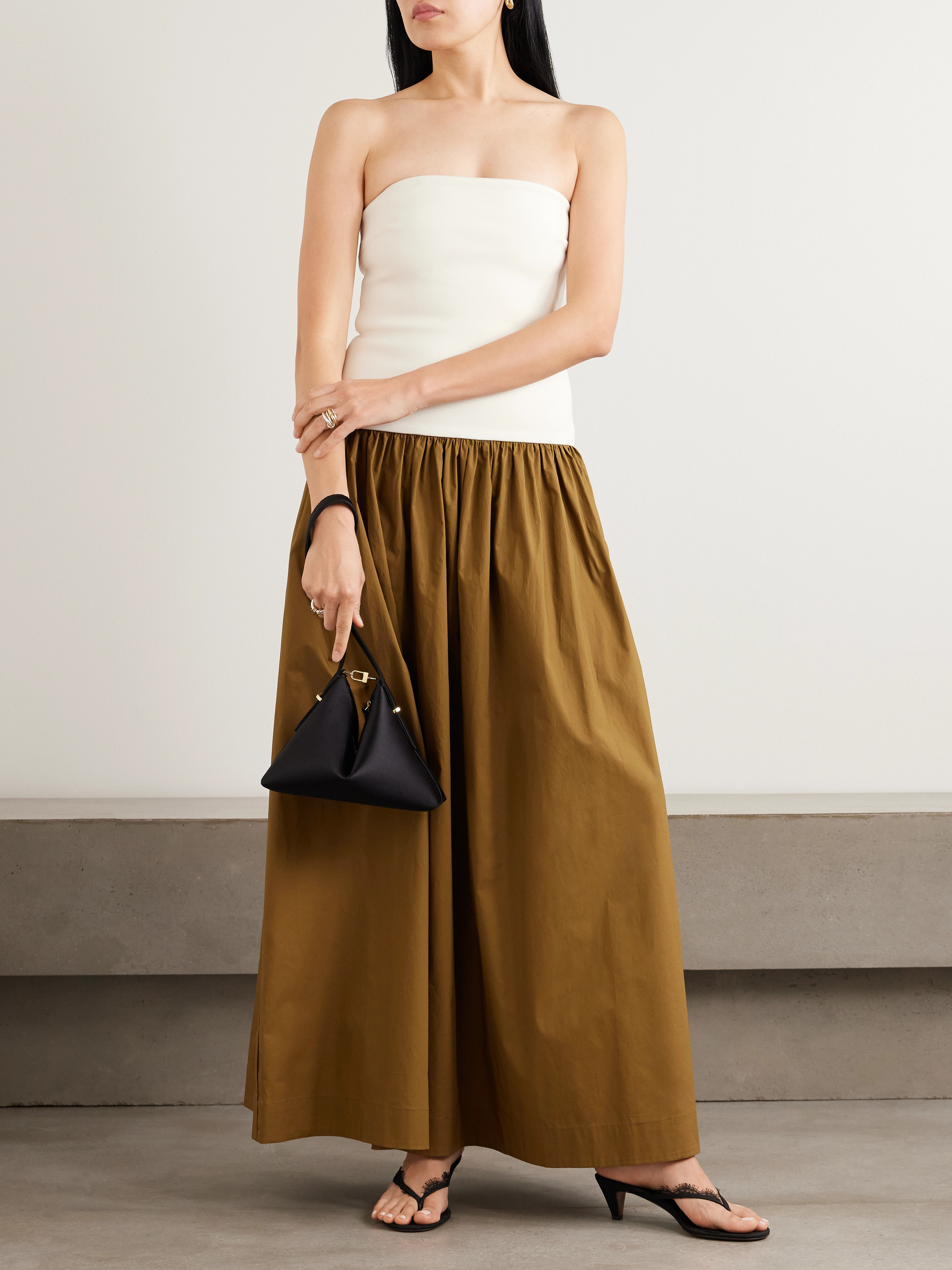 Esse Studios Duo strapless stretch-knit and cotton-poplin maxi dress