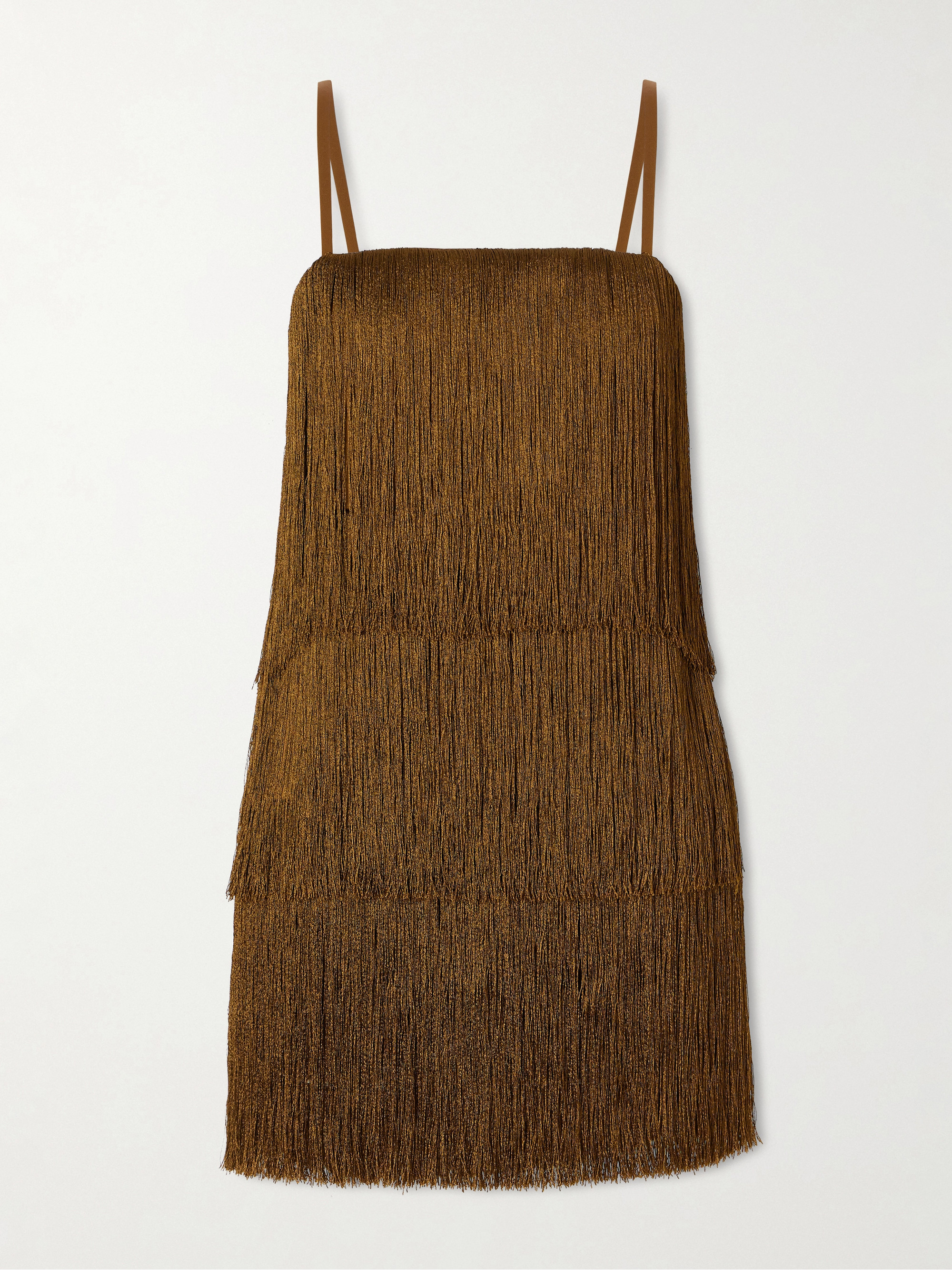 Esse Studios Cinca tiered fringed satin mini dress thumbnail