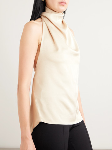 Esse Studios Cartia tie-detailed backless satin halterneck top