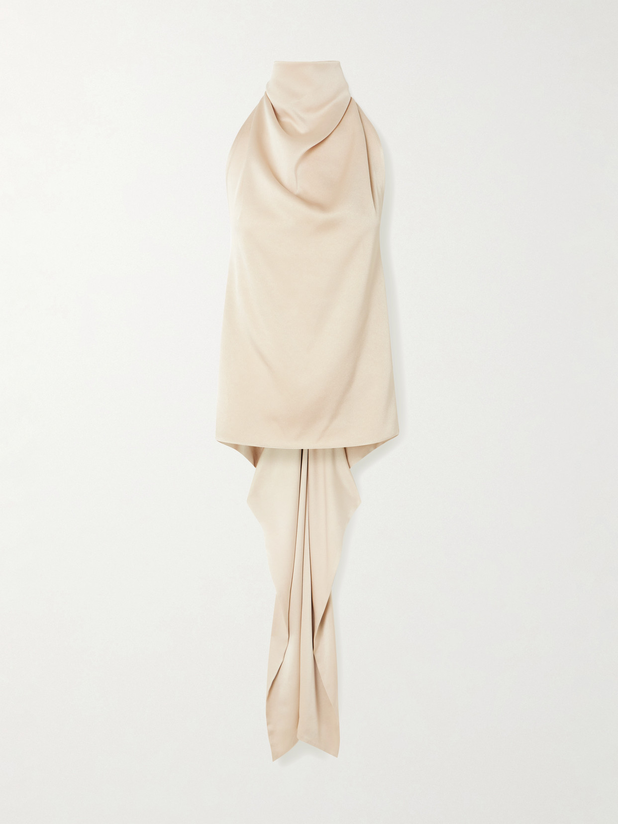 Esse Studios Cartia Tie-detailed Backless Satin Halterneck Top In Neutral