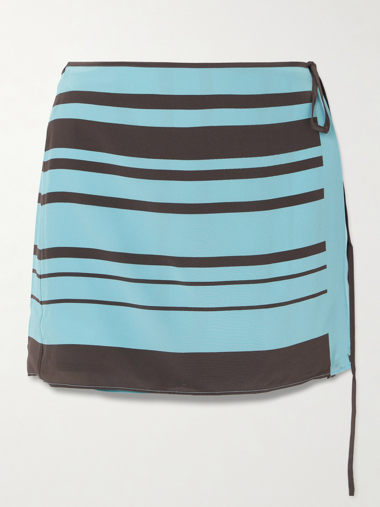 Sir Rioja Striped Silk-crepe Mini Wrap Skirt In Blue