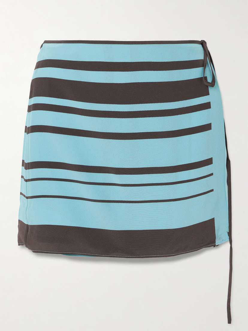SIR. Rioja Striped Silk-crepe Mini Wrap Skirt