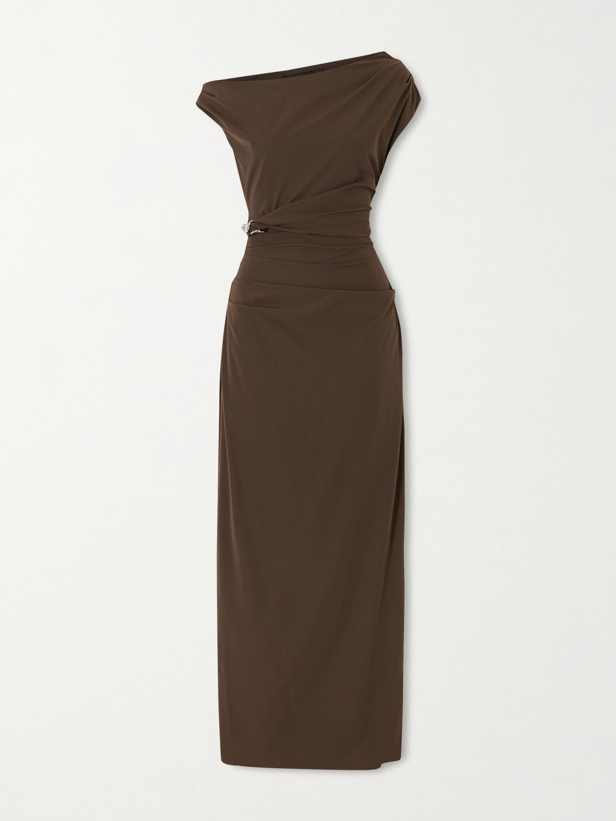 Sir Sol Gathered Embellished Shell Midi Dress In Brown