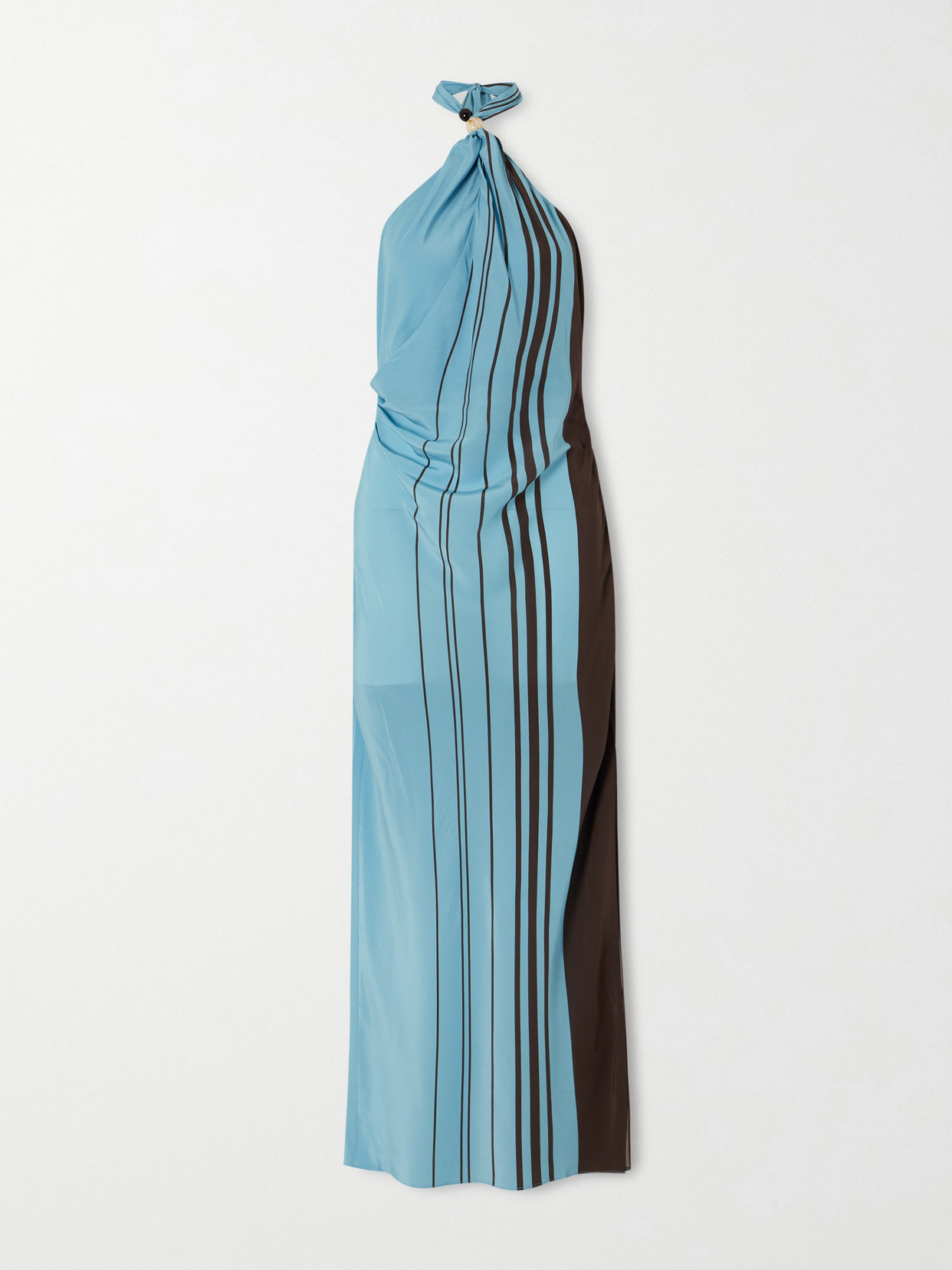 Sir Rioja Striped Silk Halterneck Maxi Dress In Blue