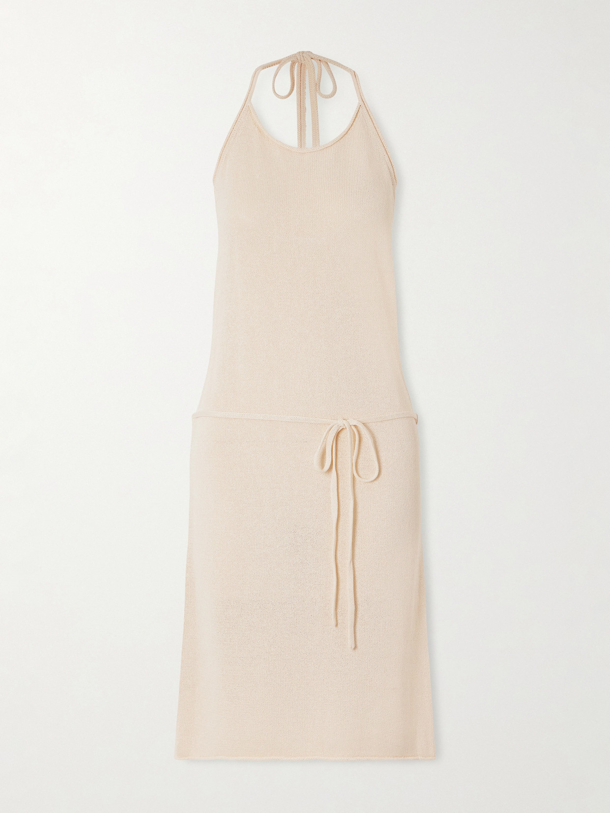 Sir Lula Halterneck Knitted Midi Dress In Neutral