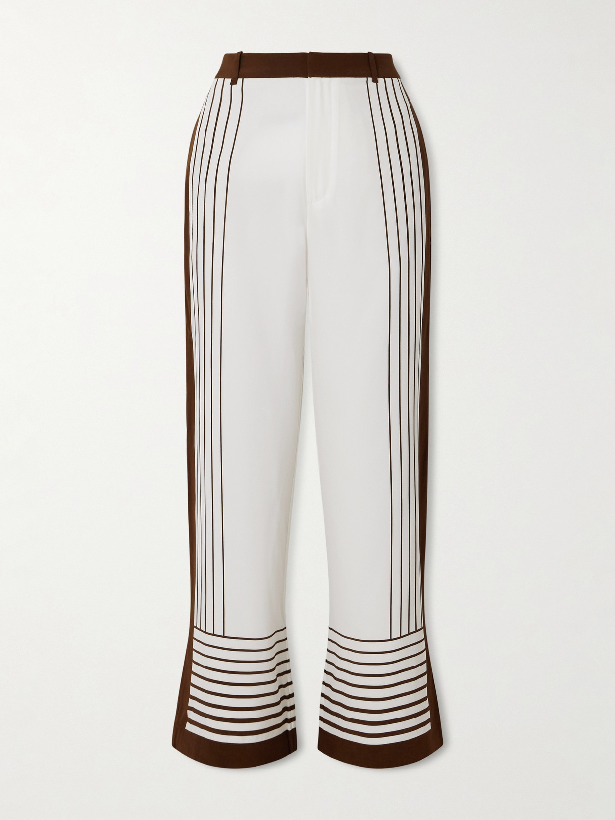 Sir Destino Striped Silk Crepe De Chine Wide-leg Pants In Brown