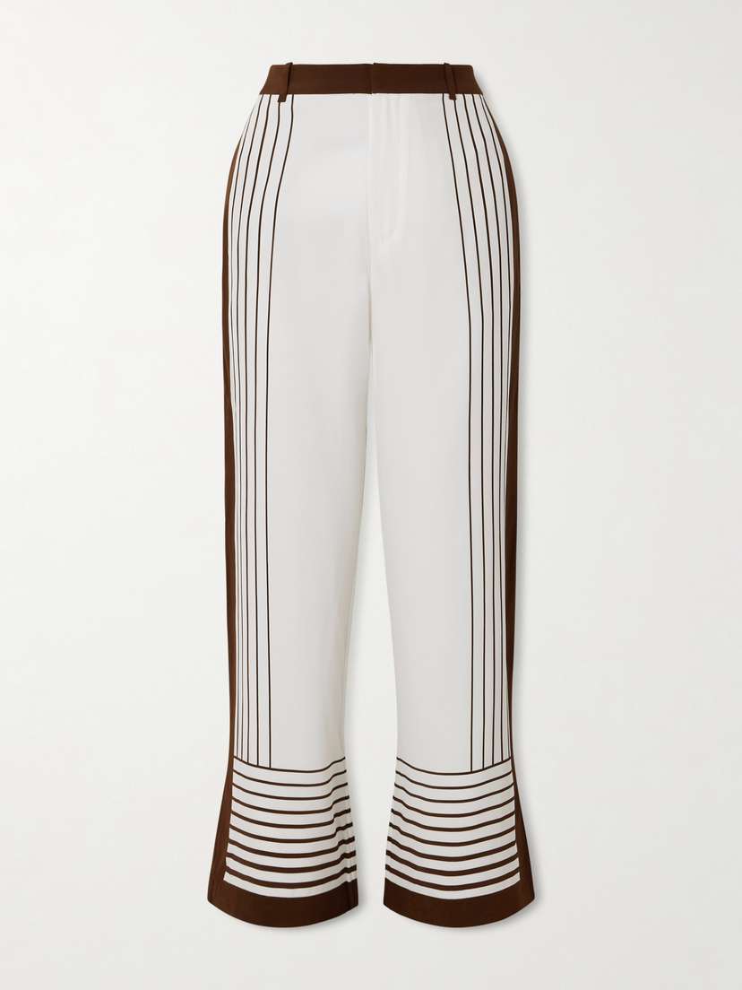 SIR. Destino Striped Silk Crepe De Chine Wide-leg Pants