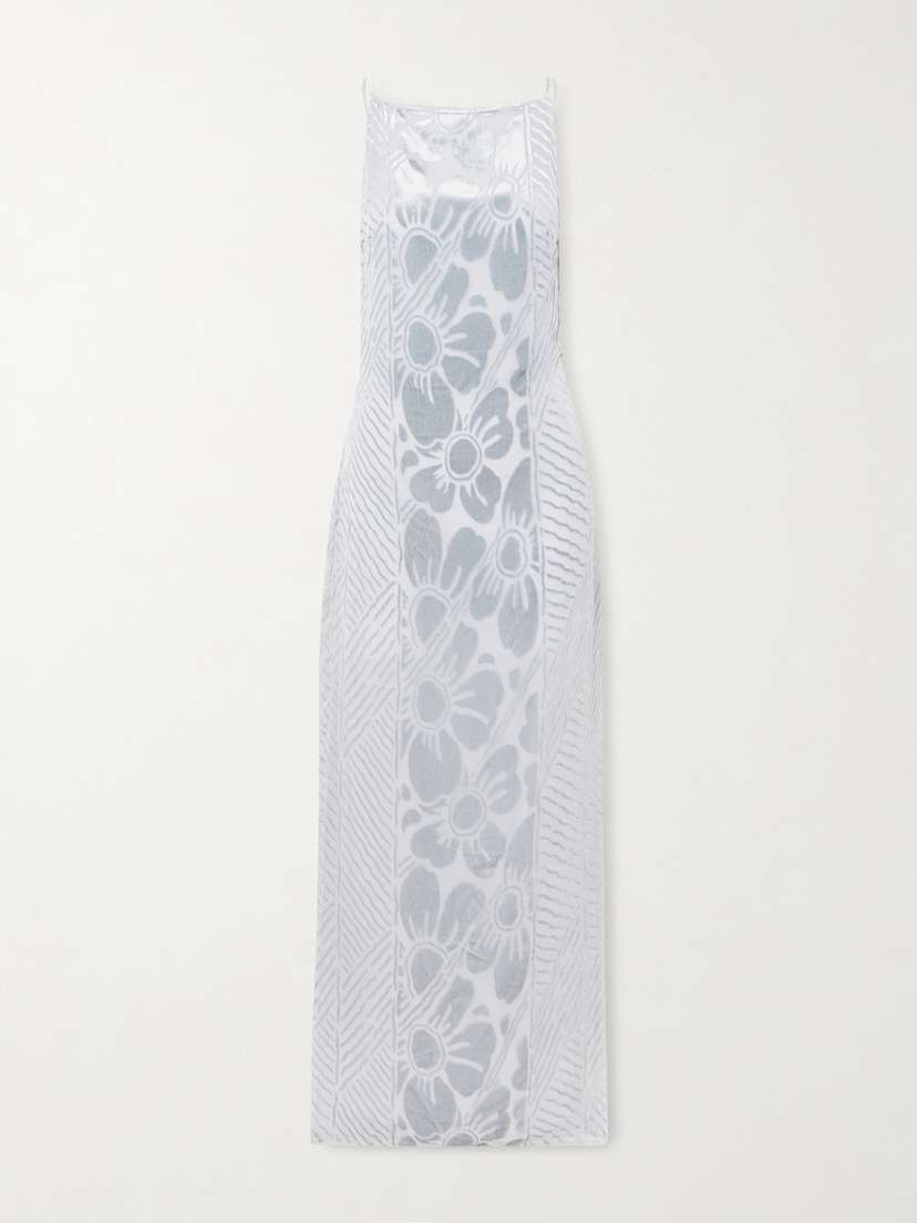 SIR. Ventura Open-back Floral Devoré-velvet Gown