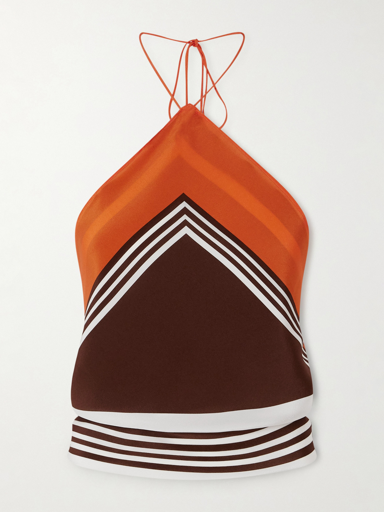 Sir Destino Cropped Striped Silk-crepe Halterneck Top In Multi