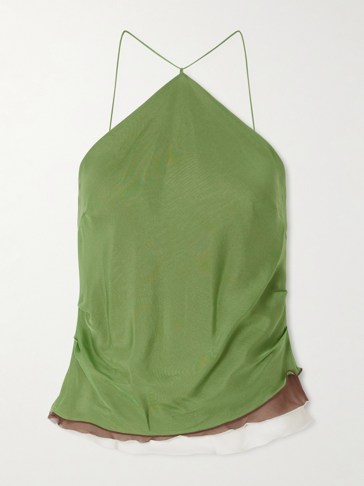 Sir Danica Layered Silk-chiffon Halterneck Top In Green