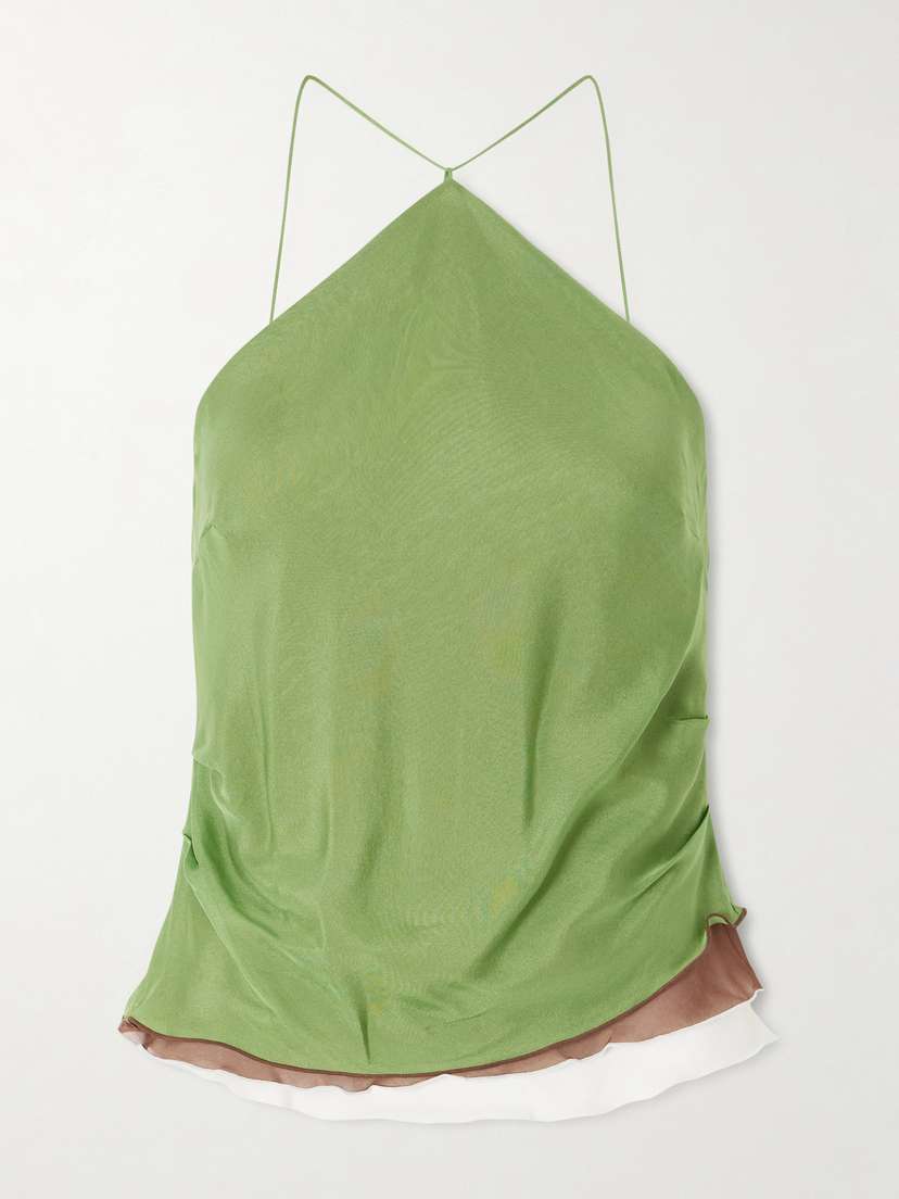 SIR. Danica Layered Silk-chiffon Halterneck Top