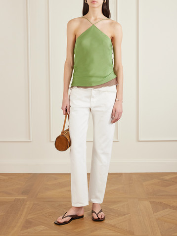SIR. Danica layered silk-chiffon halterneck top
