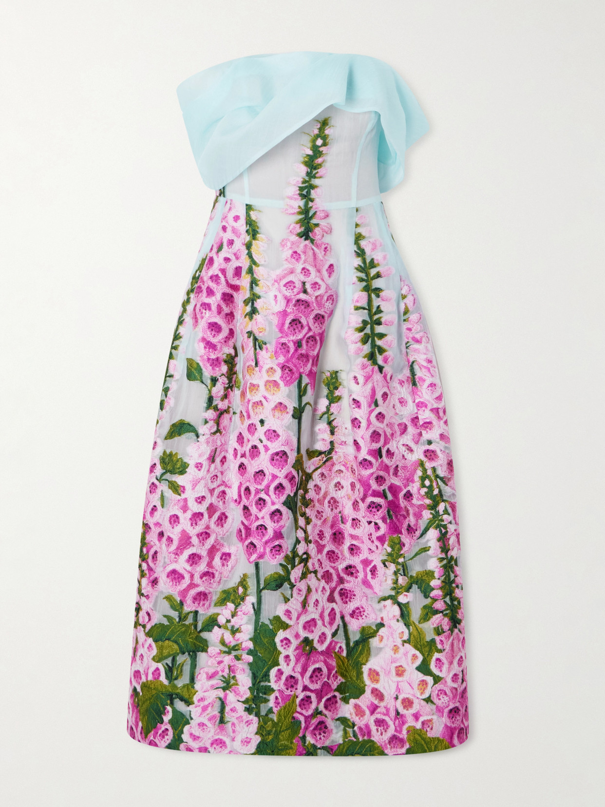 Oscar De La Renta Off-the-shoulder Floral-appliquéd Organza Midi Dress In Multi