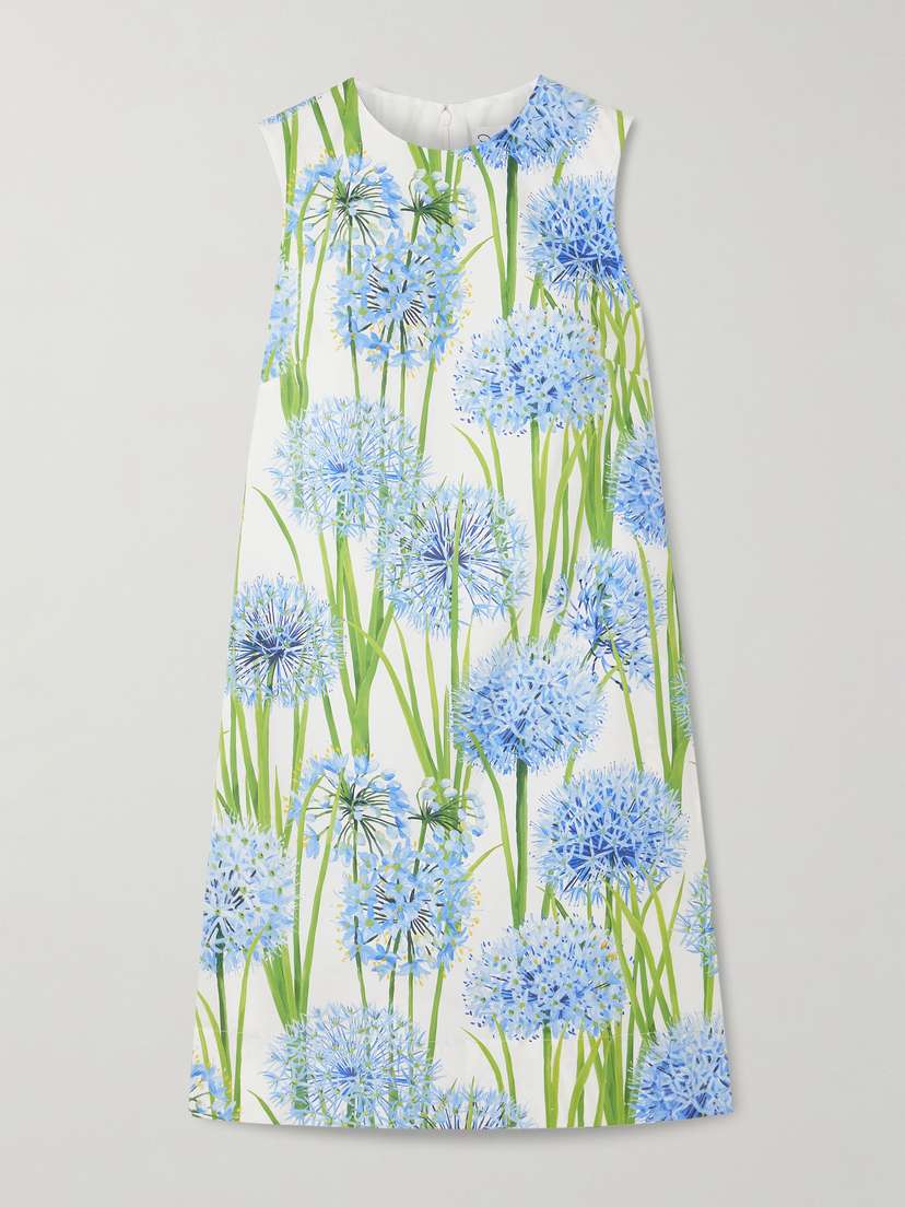 Oscar de la Renta Floral-print Cotton-blend Poplin Mini Dress