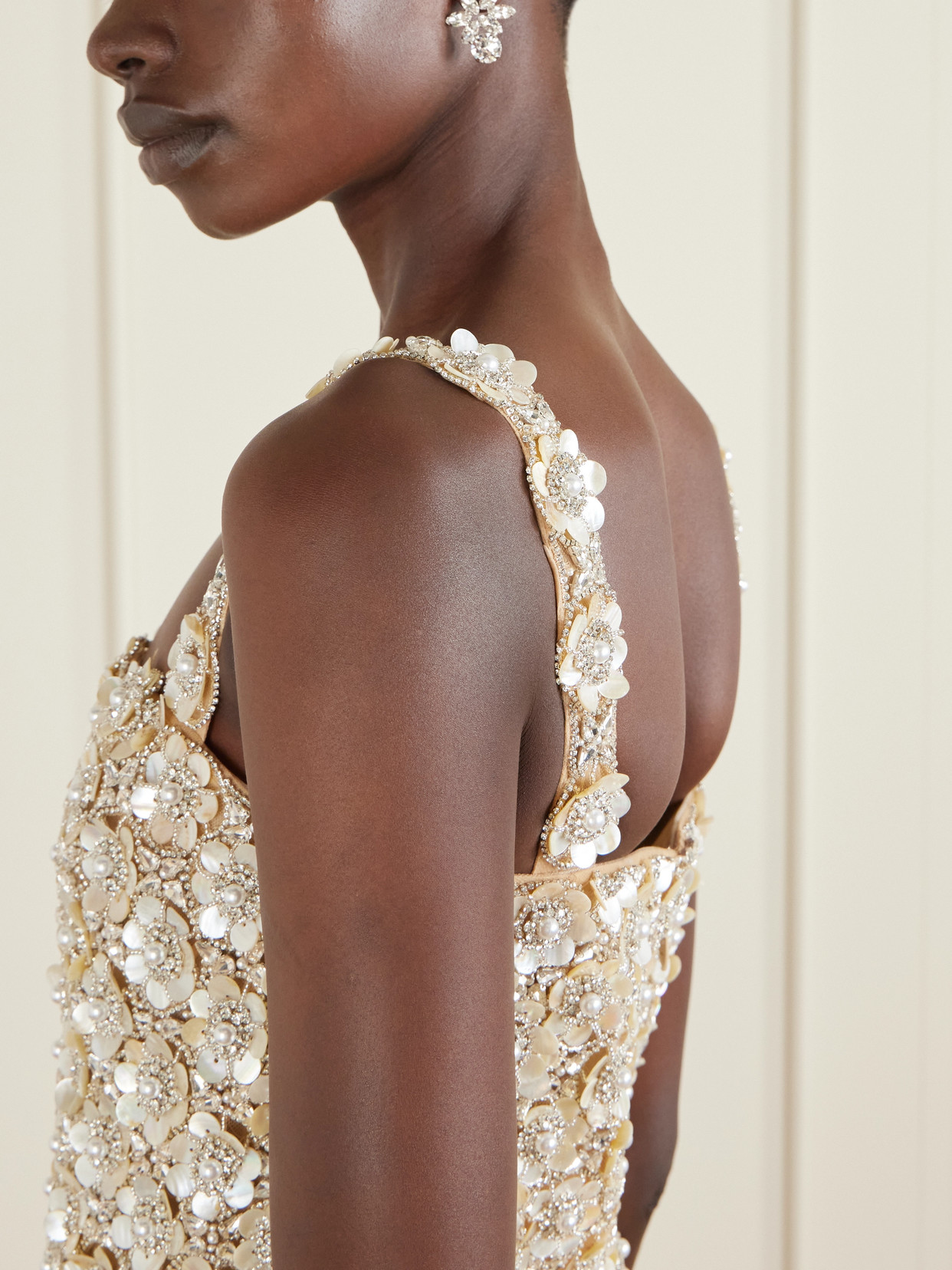 Oscar De La Renta Embroidered Mini Dress In Silver