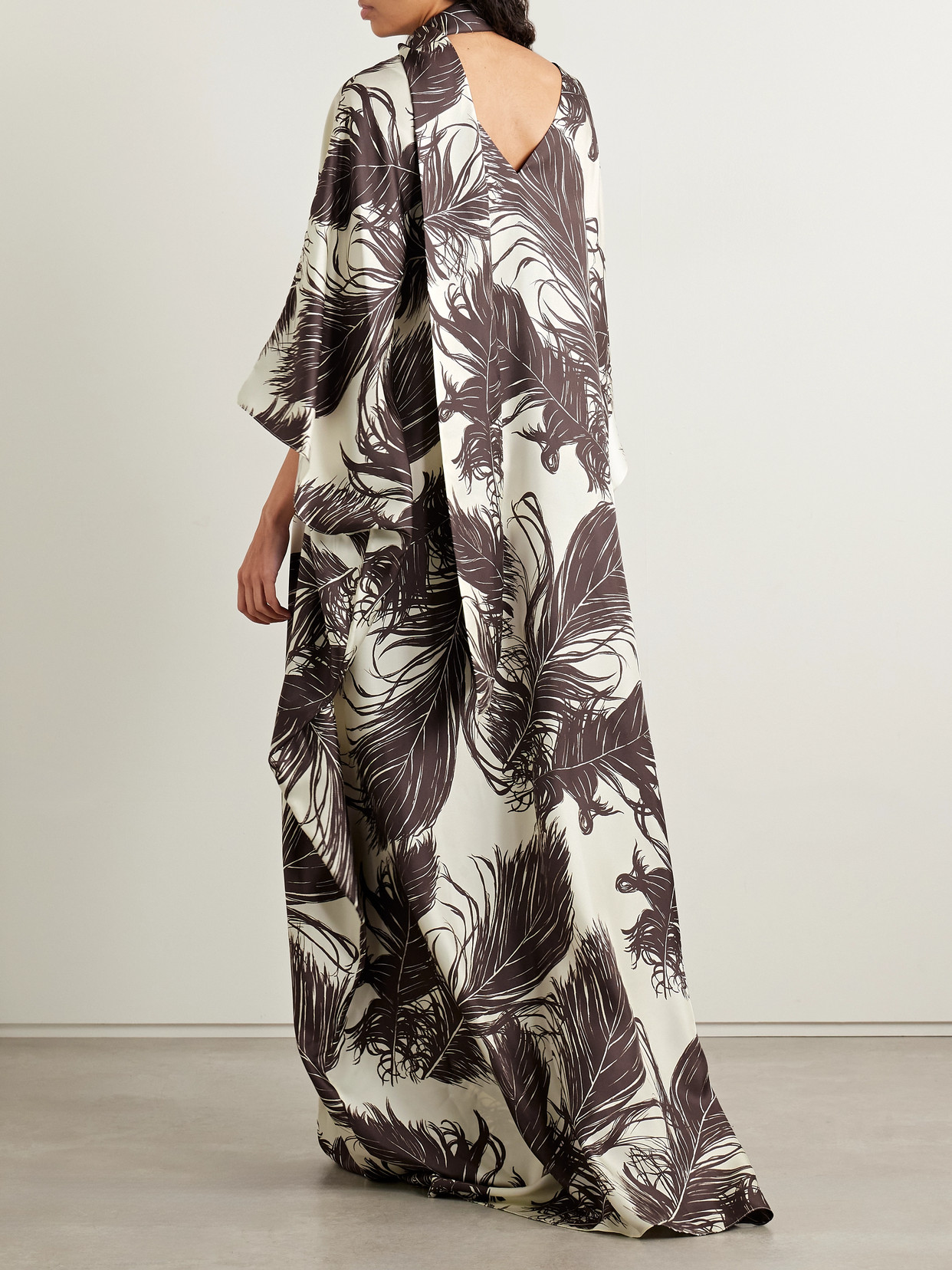 Oscar De La Renta Scarf-detailed Printed Silk-twill Gown In Multi