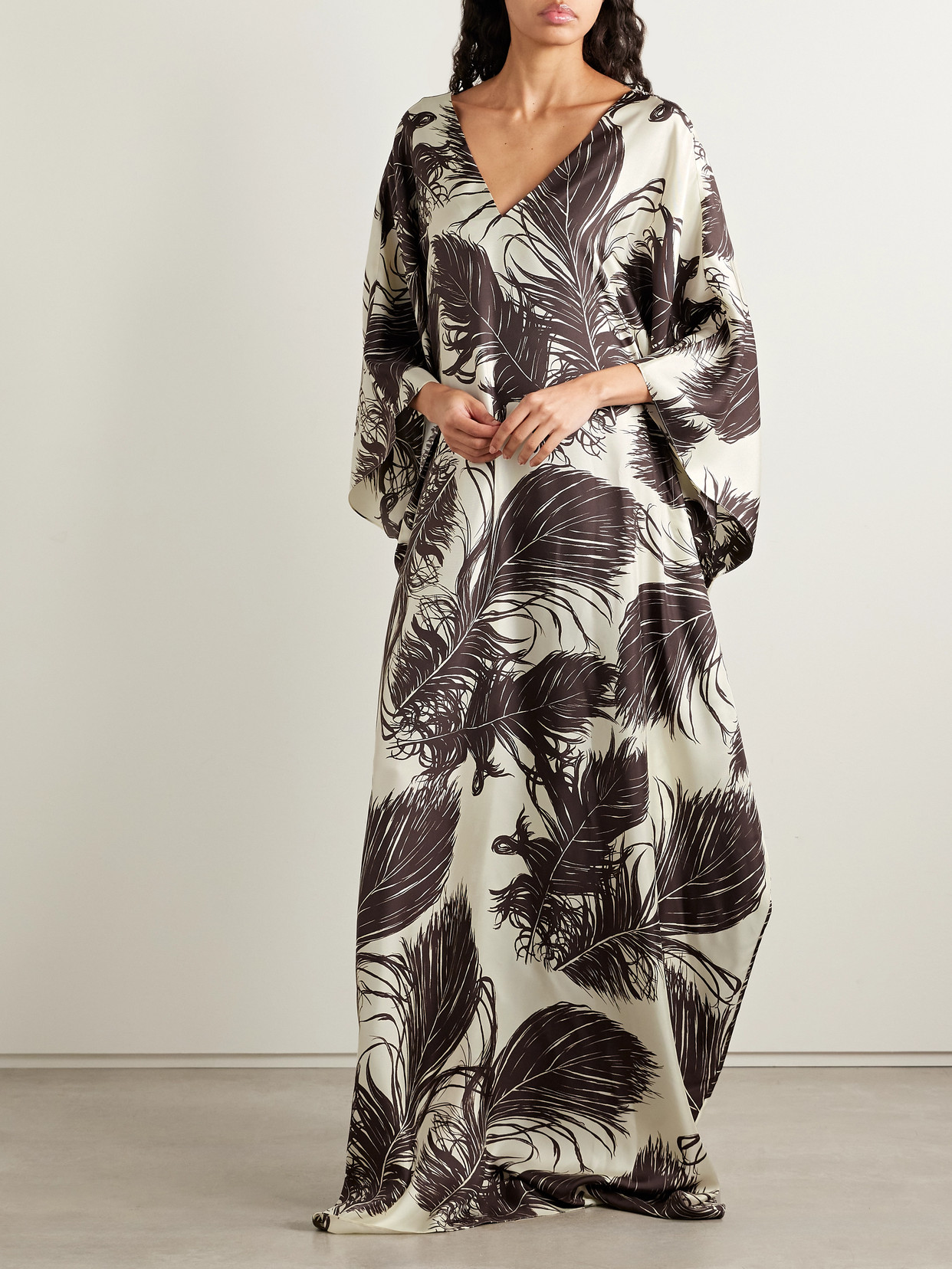 Oscar De La Renta Scarf-detailed Printed Silk-twill Gown In Multi