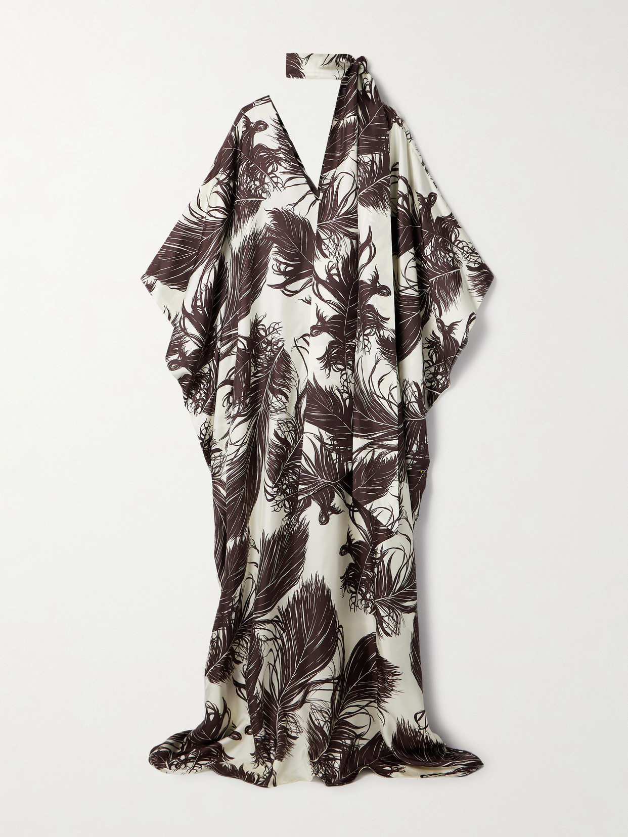 Oscar De La Renta Scarf-detailed Printed Silk-twill Gown In Multi