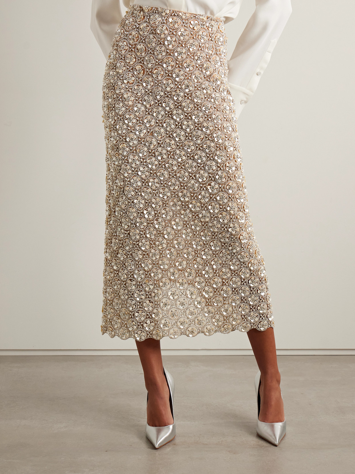 Embellished Tulle Midi