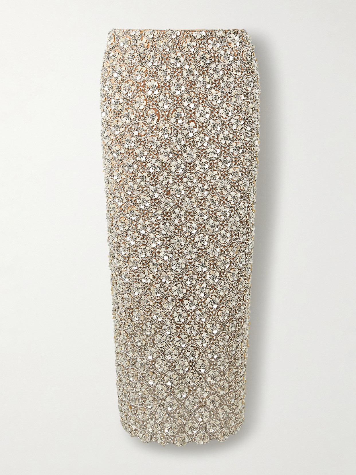 Oscar De La Renta Embellished Tulle Midi Skirt In Gold