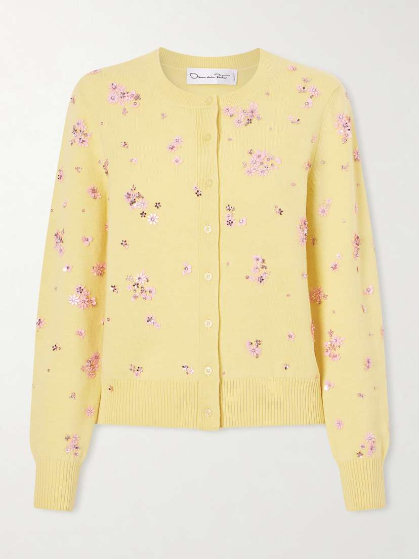 Oscar de la Renta Crystal-embellished Wool Cardigan