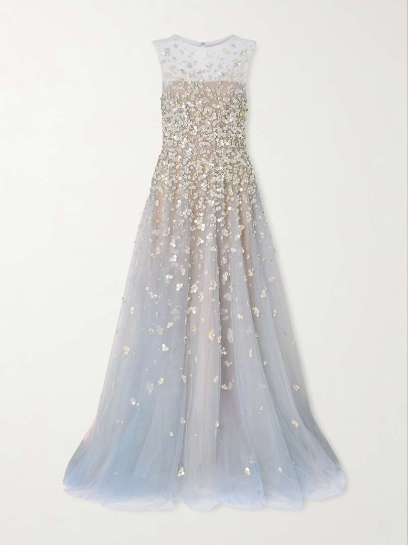 Oscar de la Renta Embroidered Tulle Gown