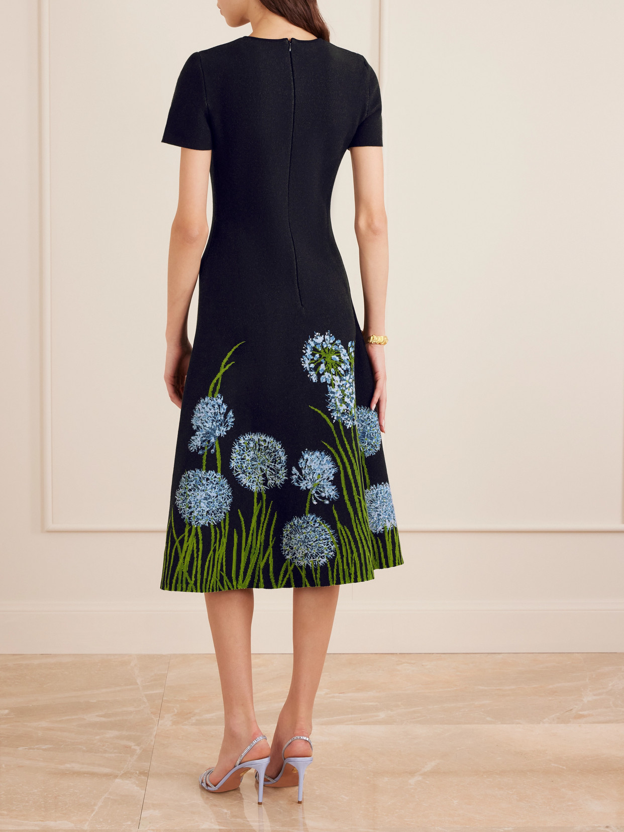 Oscar De La Renta Jacquard-knit Midi Dress In Blue