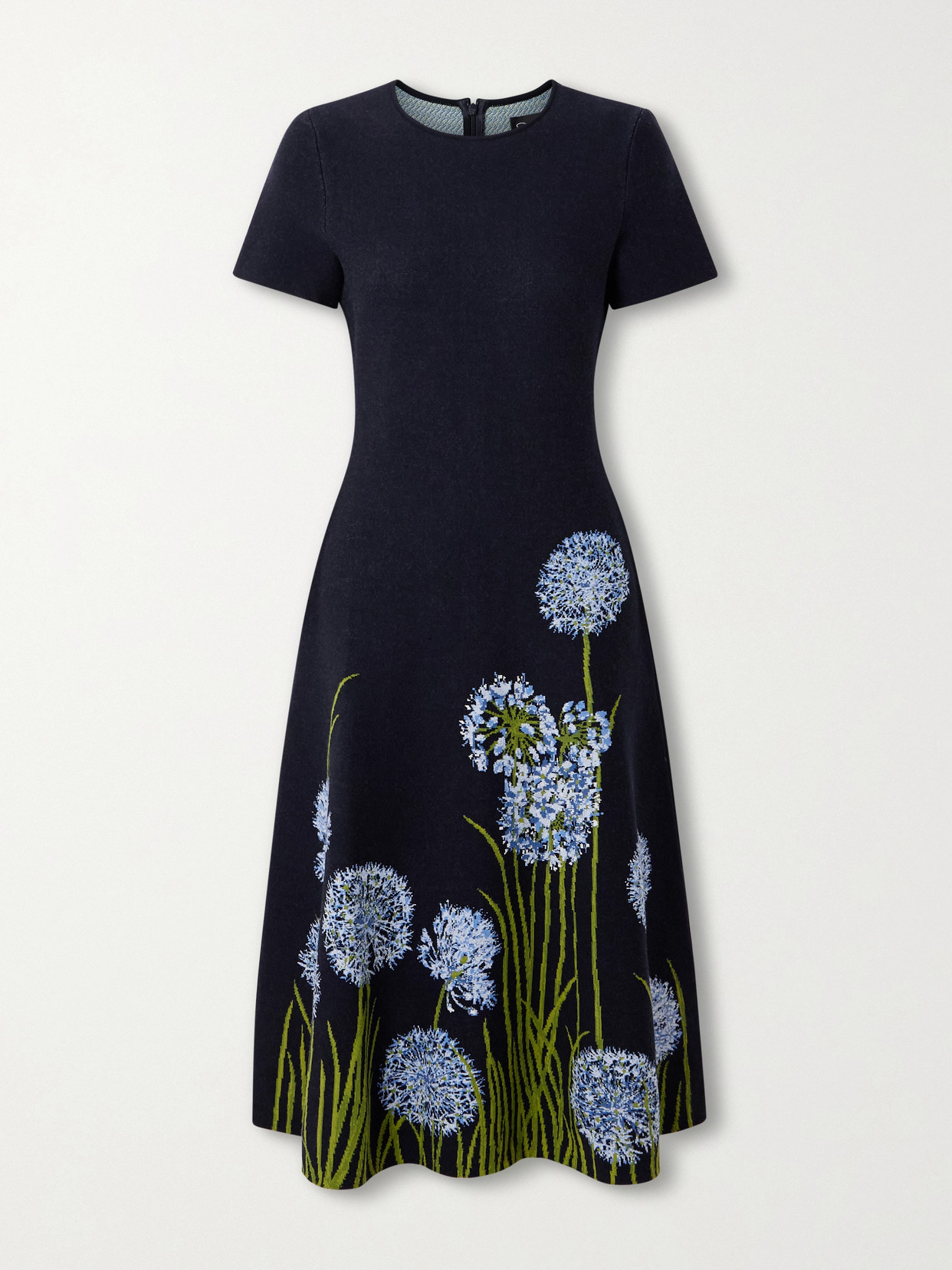 Oscar De La Renta Jacquard-knit Midi Dress In Blue
