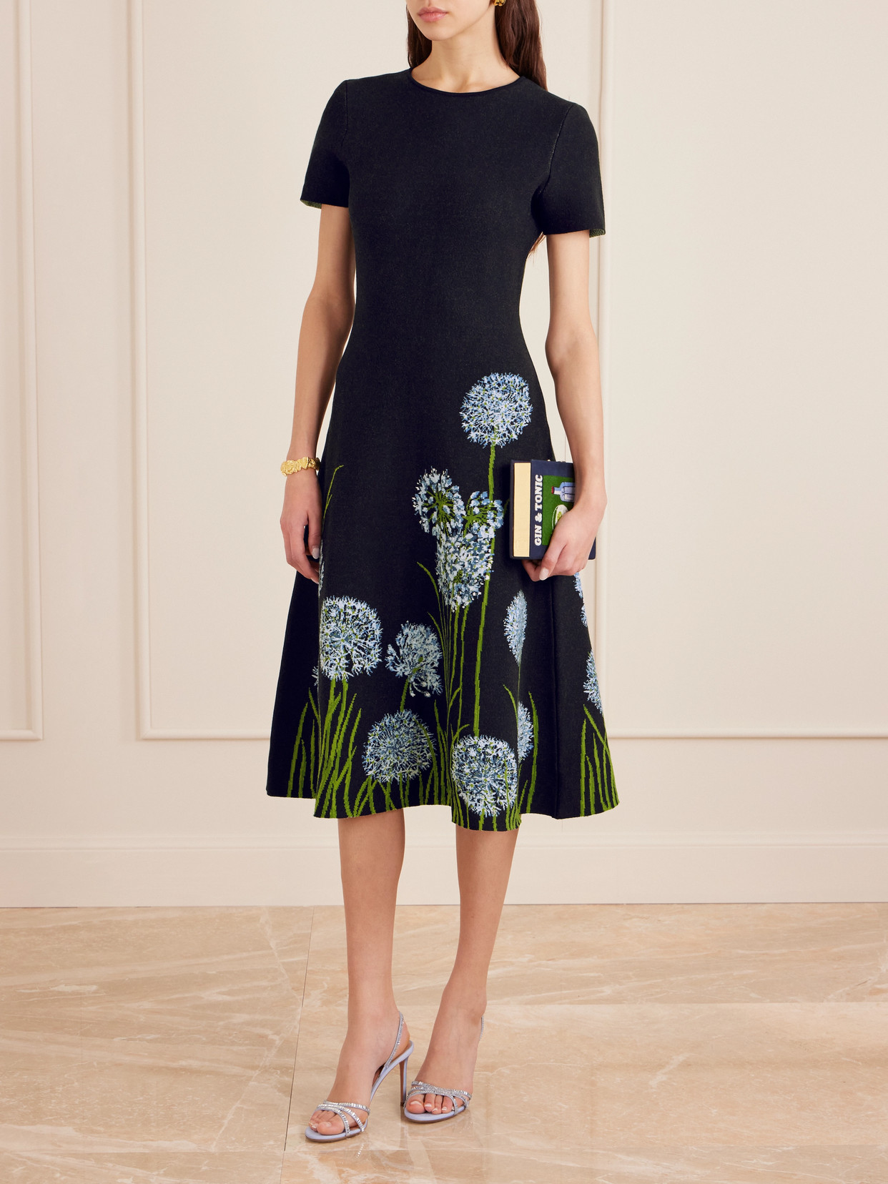 Oscar De La Renta Jacquard-knit Midi Dress In Blue