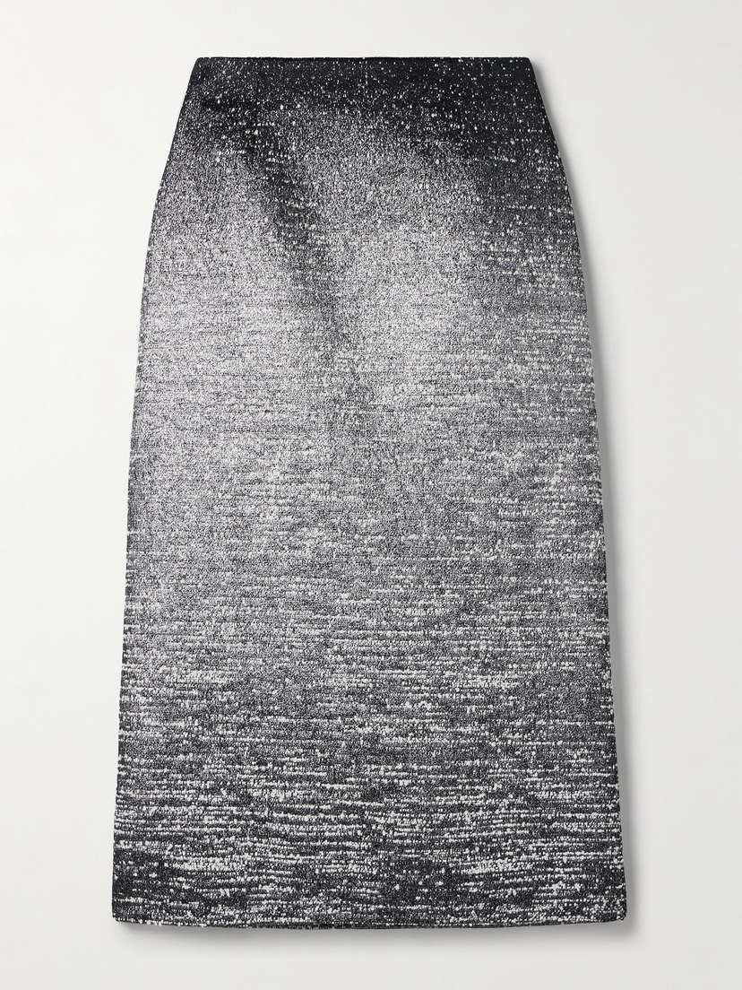 Oscar de la Renta Metallic Bouclé-tweed Midi Skirt