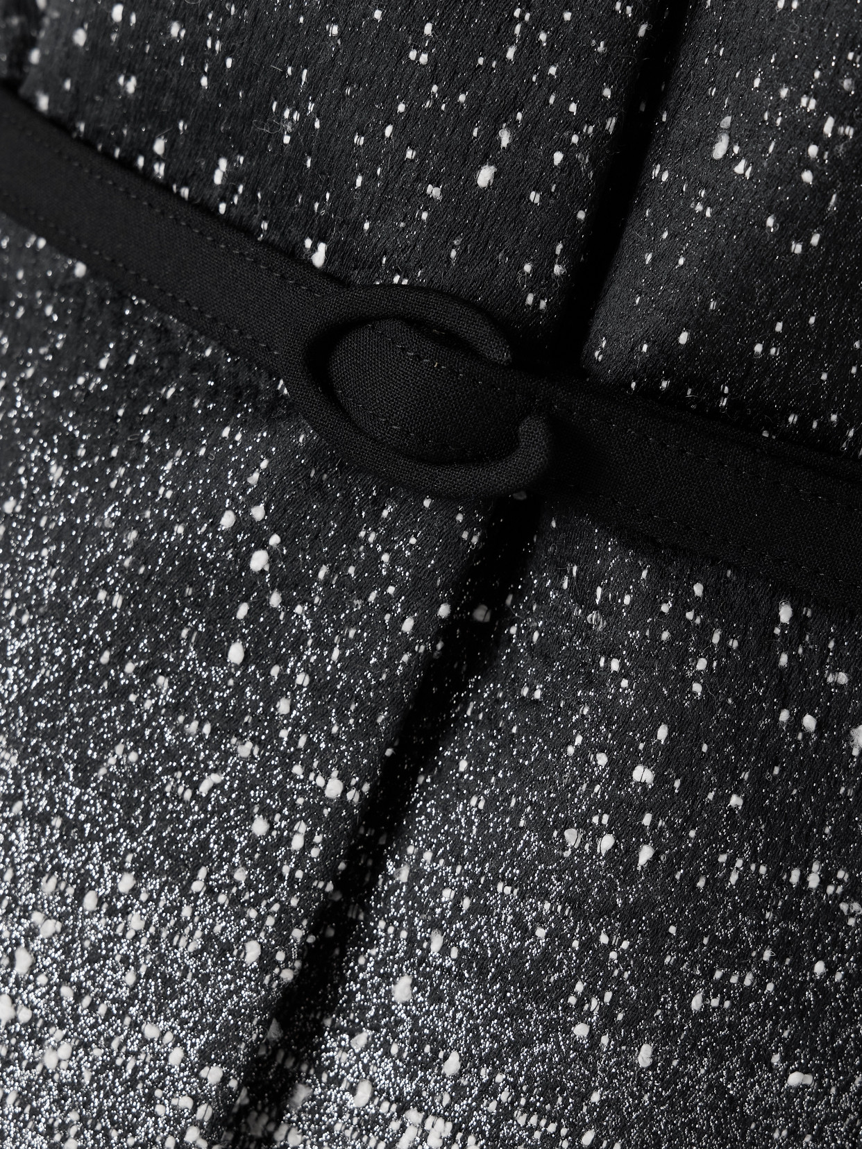Oscar De La Renta Belted Metallic Bouclé-tweed Jacket In Black