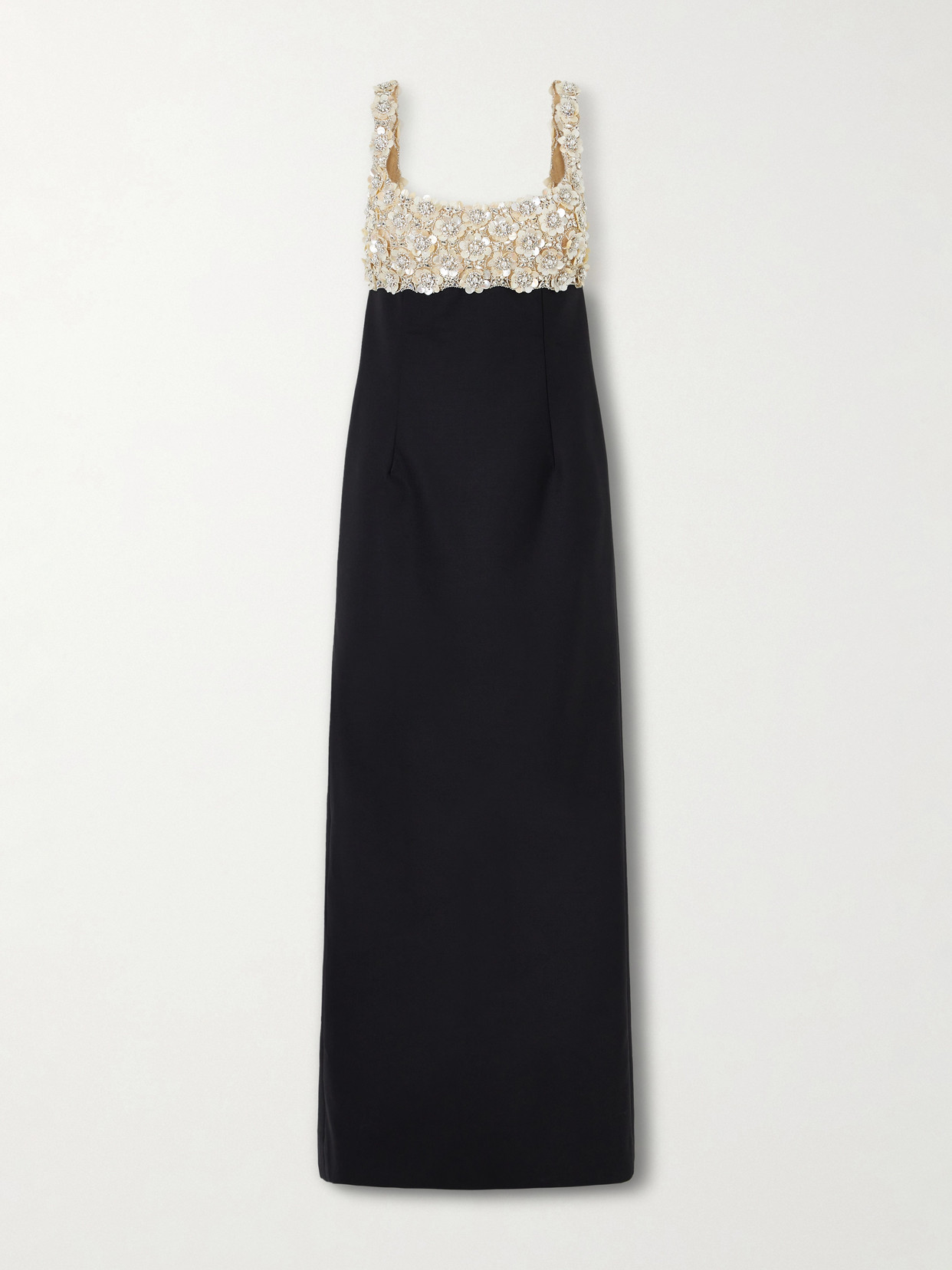 Oscar De La Renta Sleeveless Mother Of Pearl Embroidered Bustier Gown In Metallic