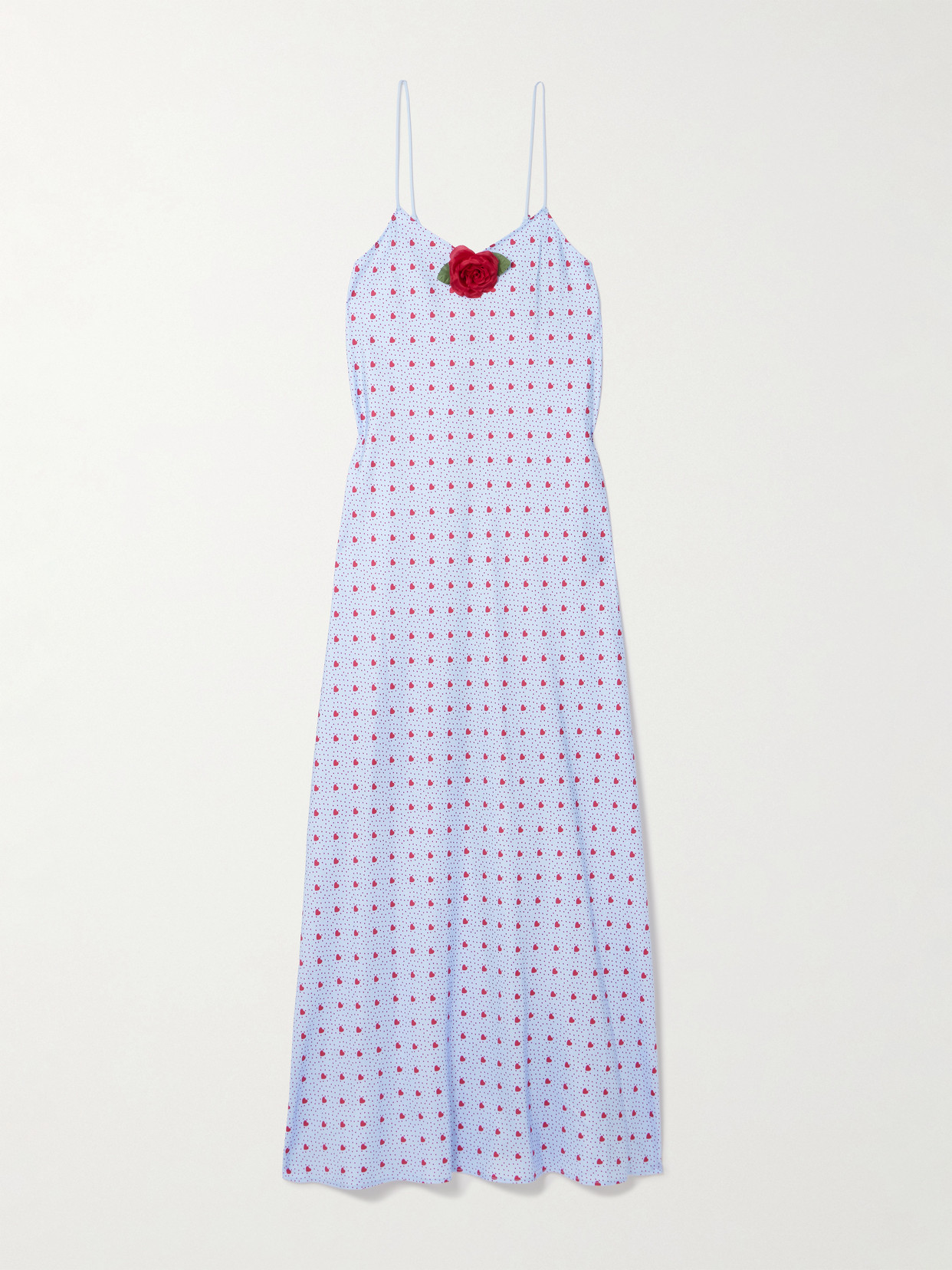 Rodarte Appliquéd Printed Silk-twill Midi Dress In Blue