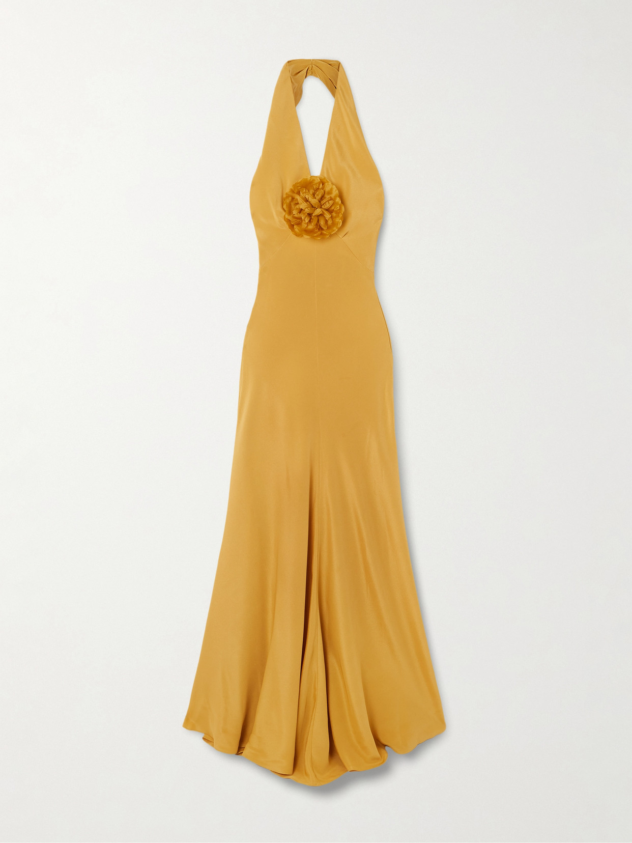 Rodarte Embellished Silk-crepe Halterneck Gown In Yellow
