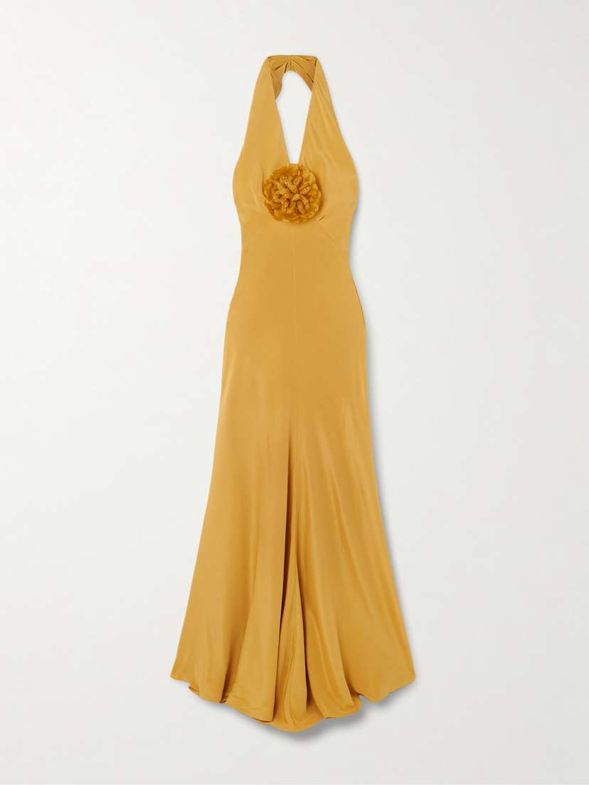 Rodarte Embellished Silk-crepe Halterneck Gown