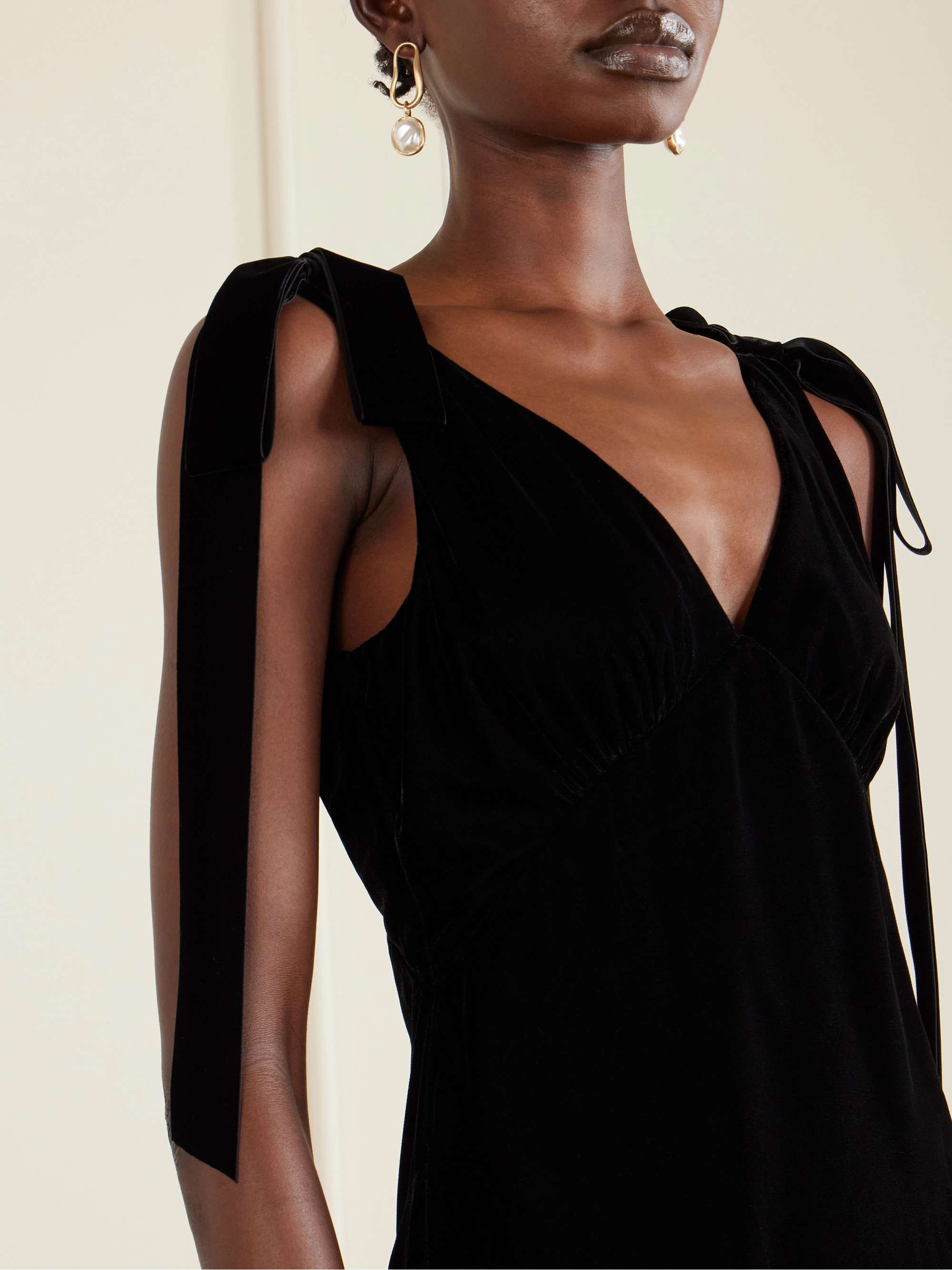 Rodarte Bow-detailed Velvet and Silk-satin Gown - Women - Black Dresses - M