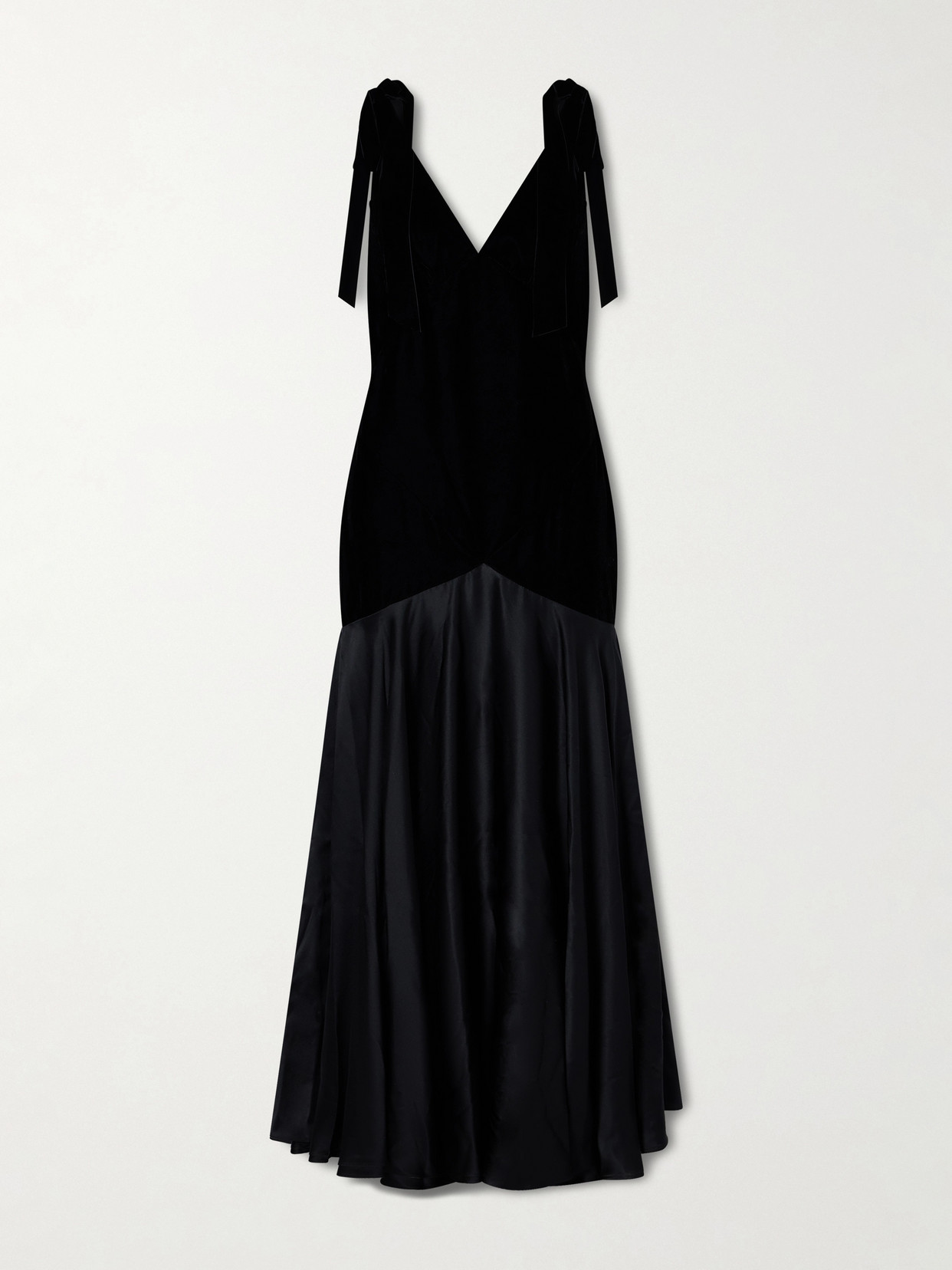 Rodarte Bow-detailed Velvet And Silk-satin Gown In Black