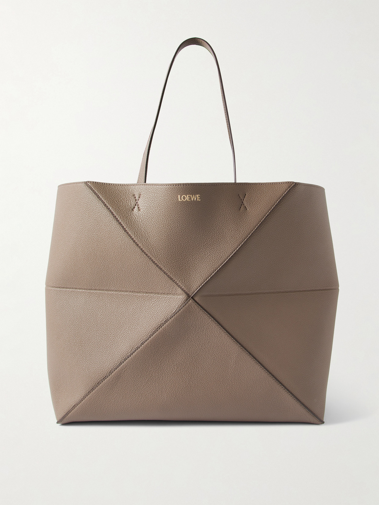 Loewe Puzzle Fold Horizontal Large Textured-leather Tote In Brown