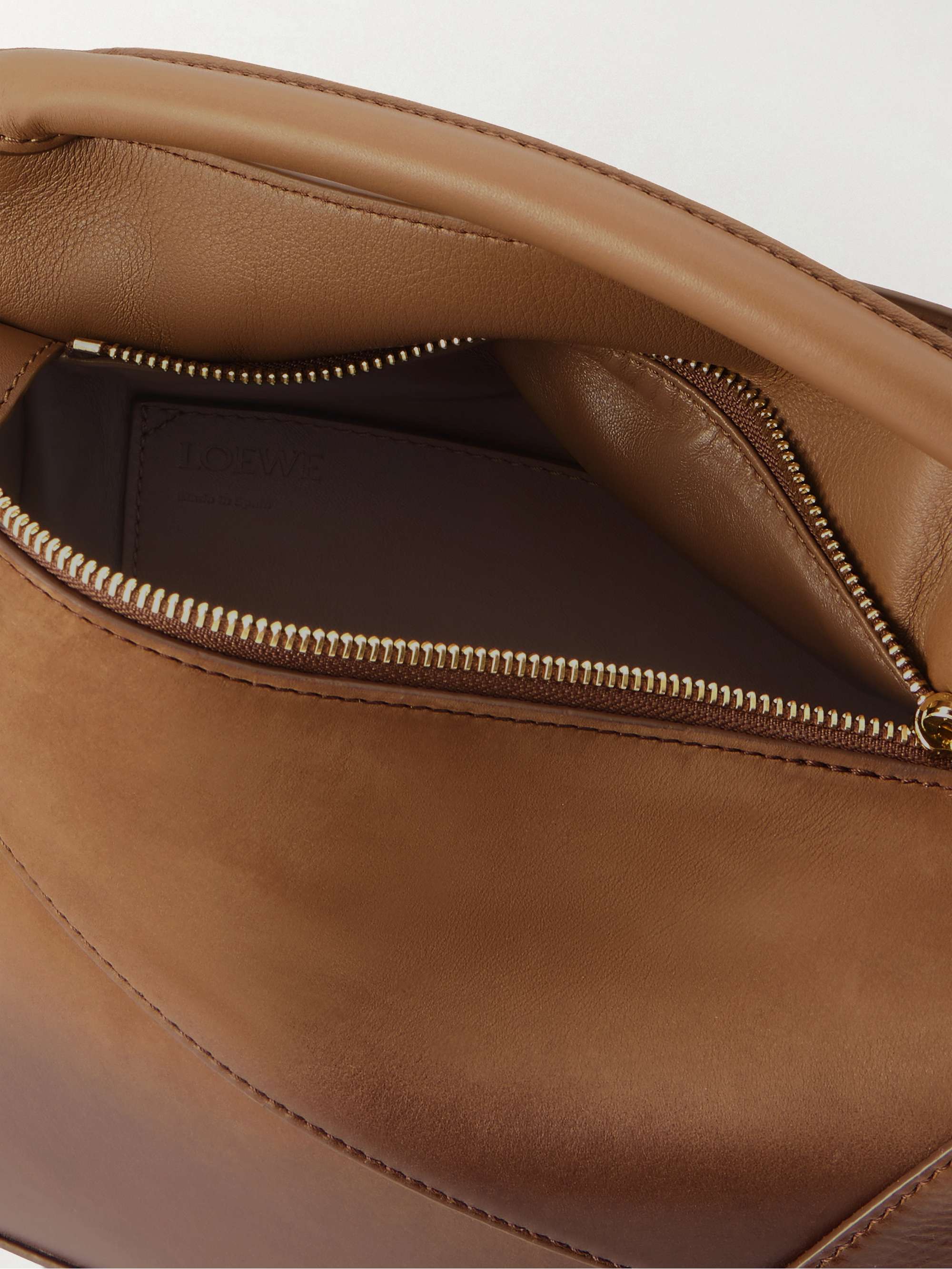 LOEWE Puzzle Edge small patent-nubuck shoulder bag | NET-A-PORTER
