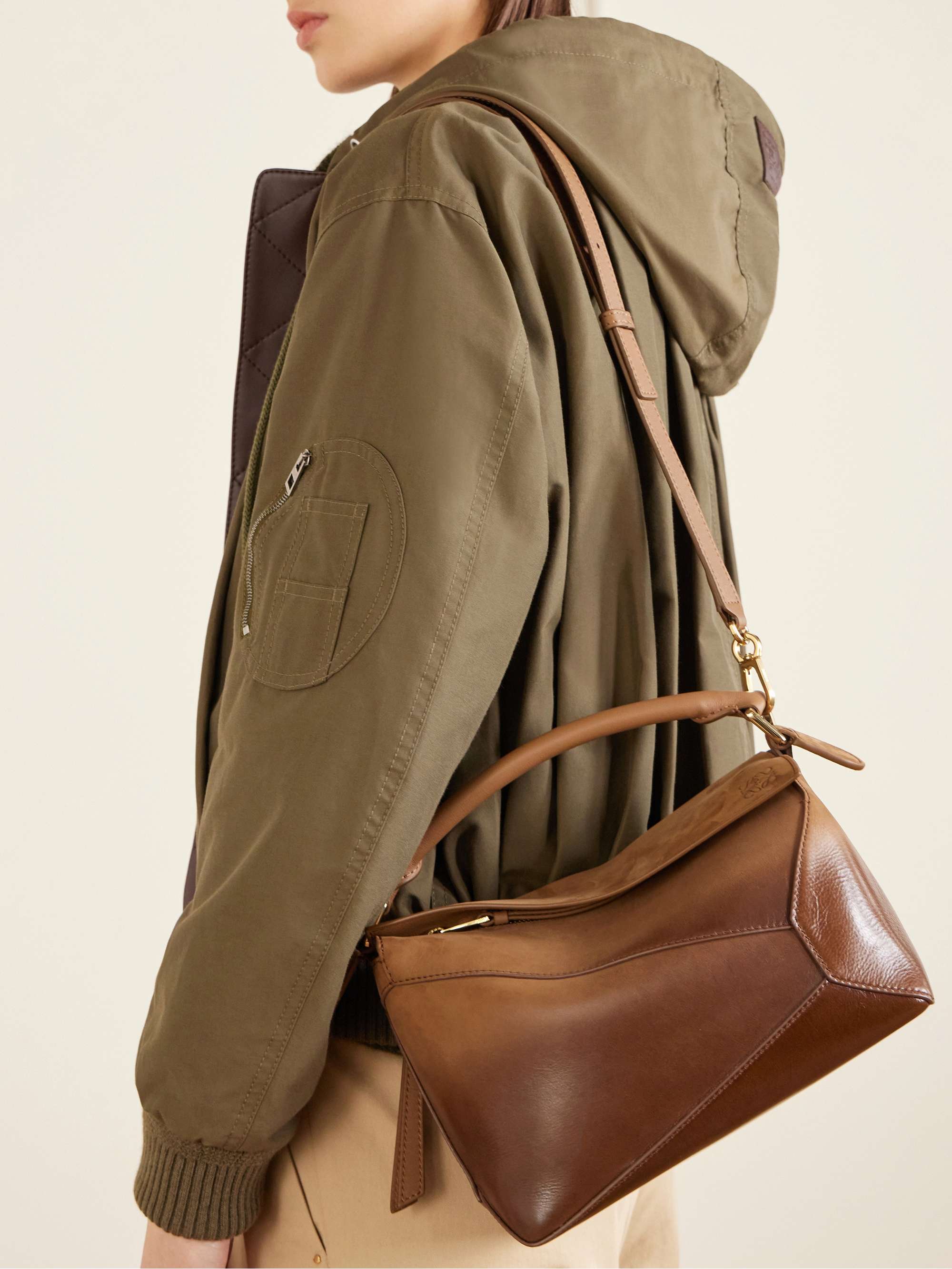 LOEWE Puzzle Edge small patent-nubuck shoulder bag | NET-A-PORTER