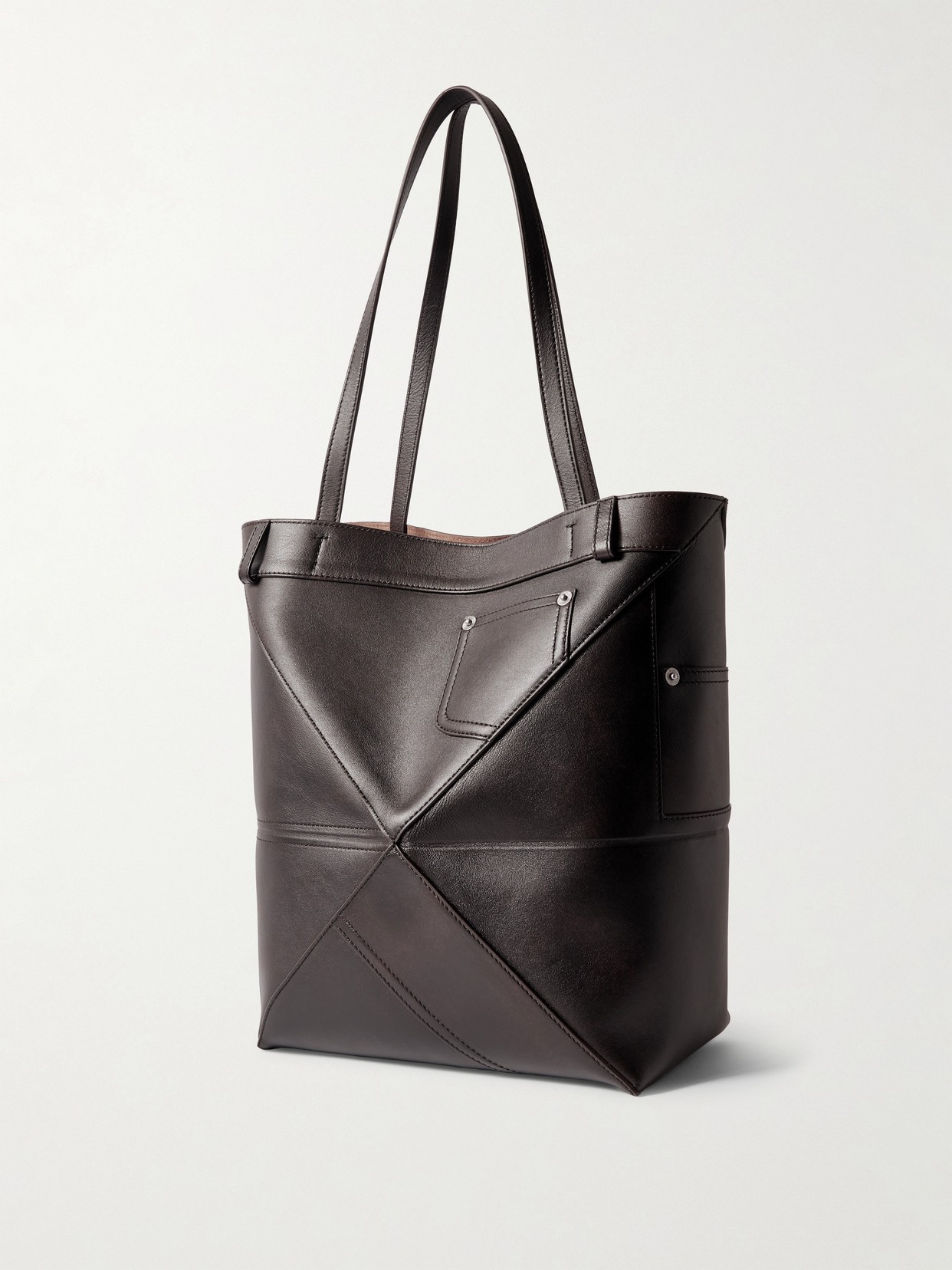 Loewe Puzzle Fold Panta Medium Convertible Leather Tote In Brown