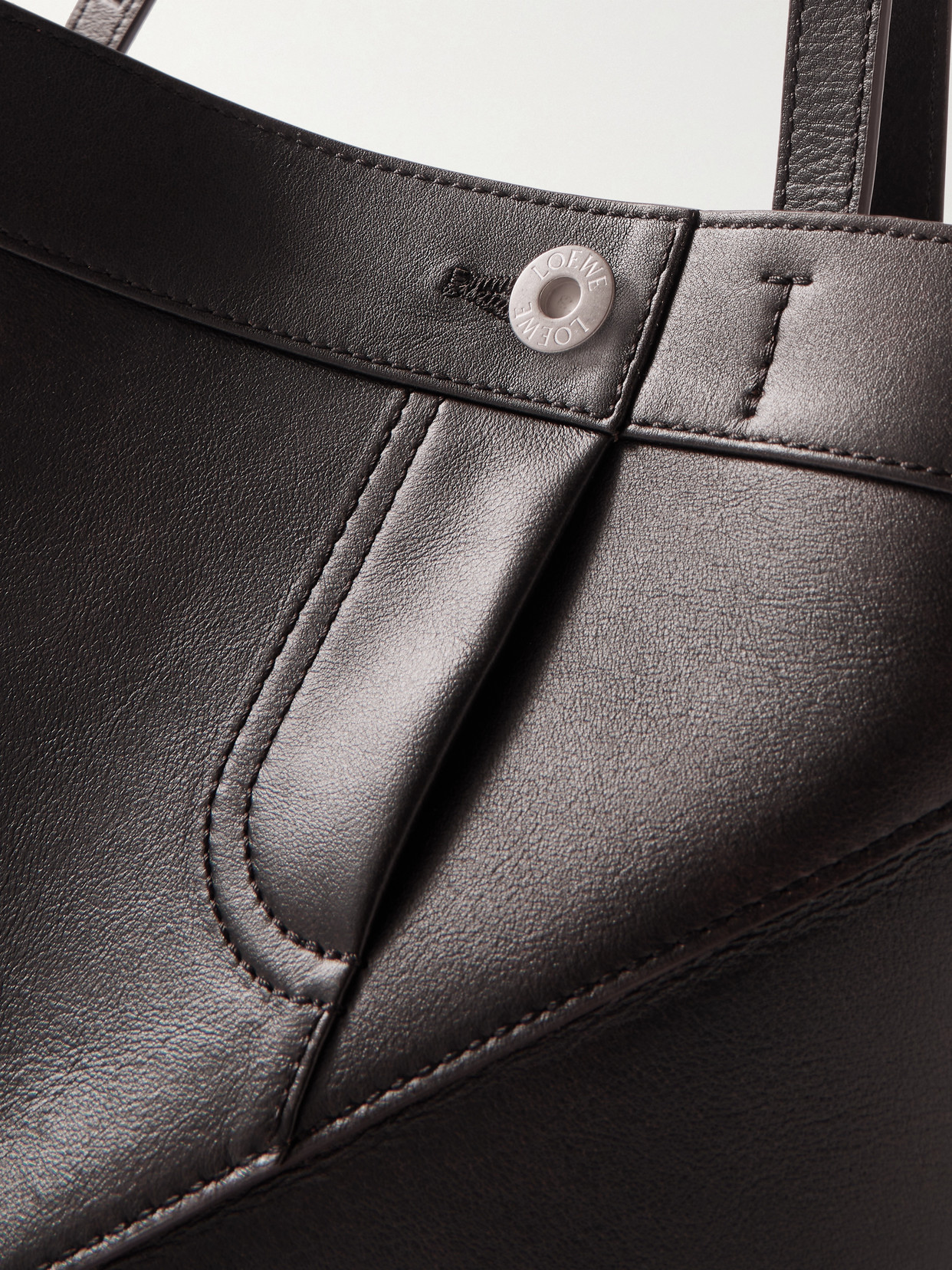 Loewe Puzzle Fold Panta Medium Convertible Leather Tote In Brown