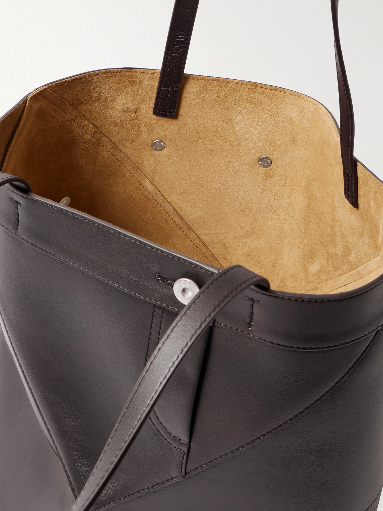 Loewe Puzzle Fold Panta Medium Convertible Leather Tote In Brown